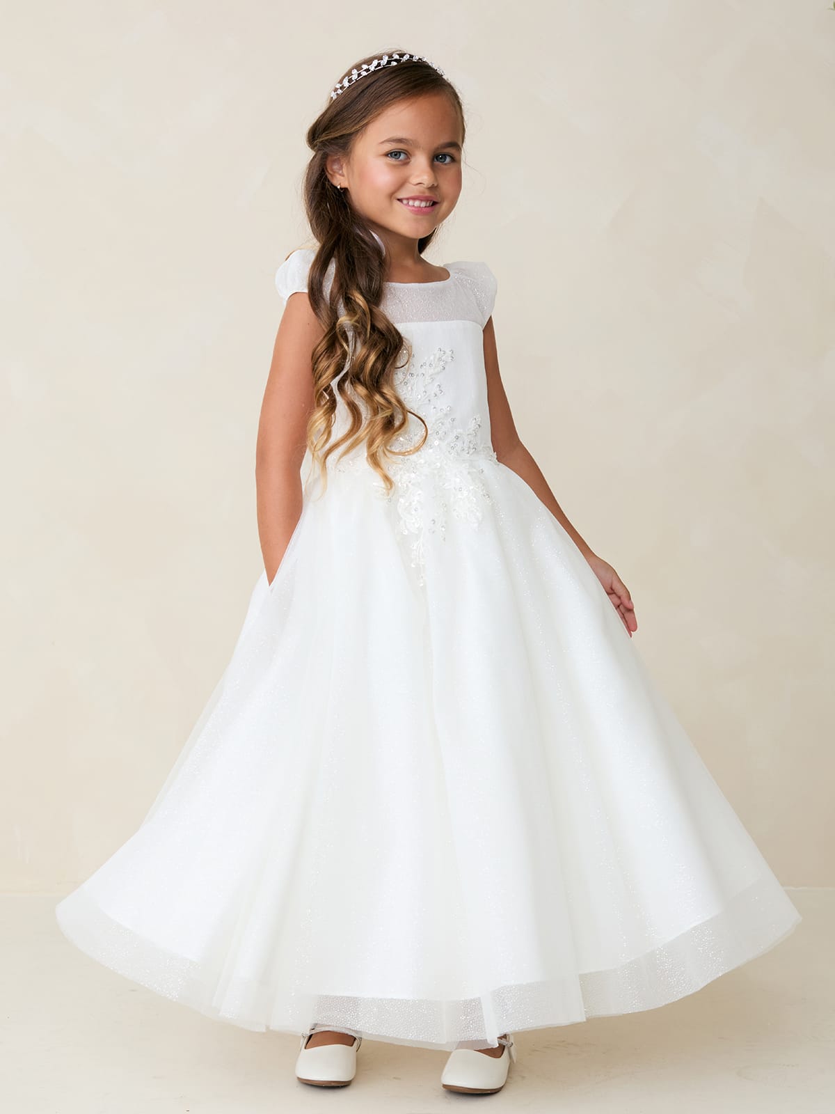 ALANA Girls Sparkling All Glitter Dress with Lace Applique