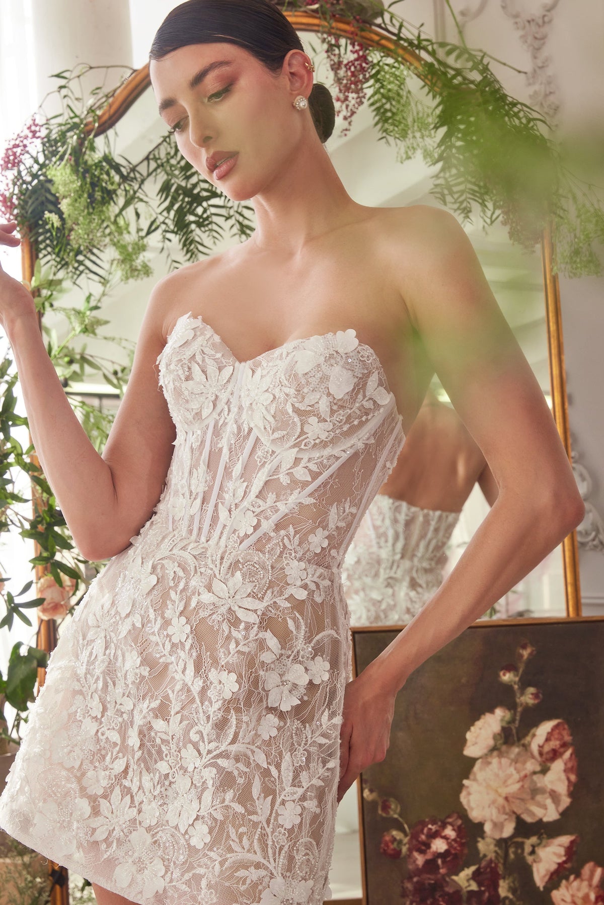 Lace Short Strapless Bridal Dress by Ladivine WL084 - product image 3