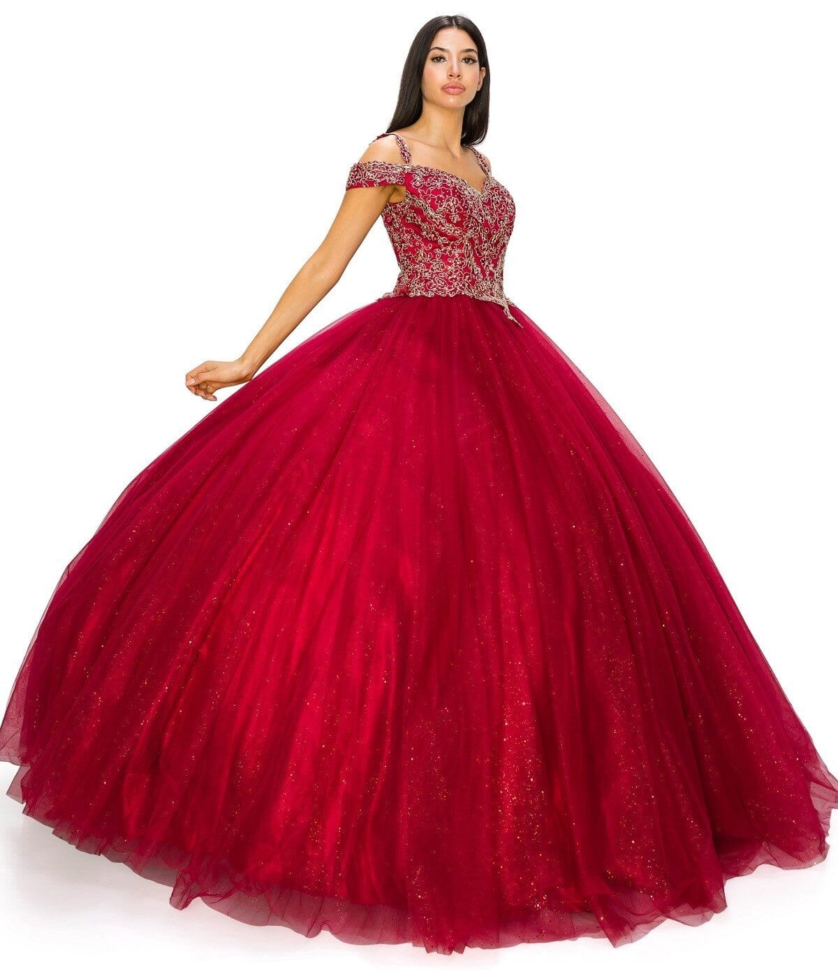 Applique Cold Shoulder Ball Gown by Cinderella Couture 8028J - product image 6