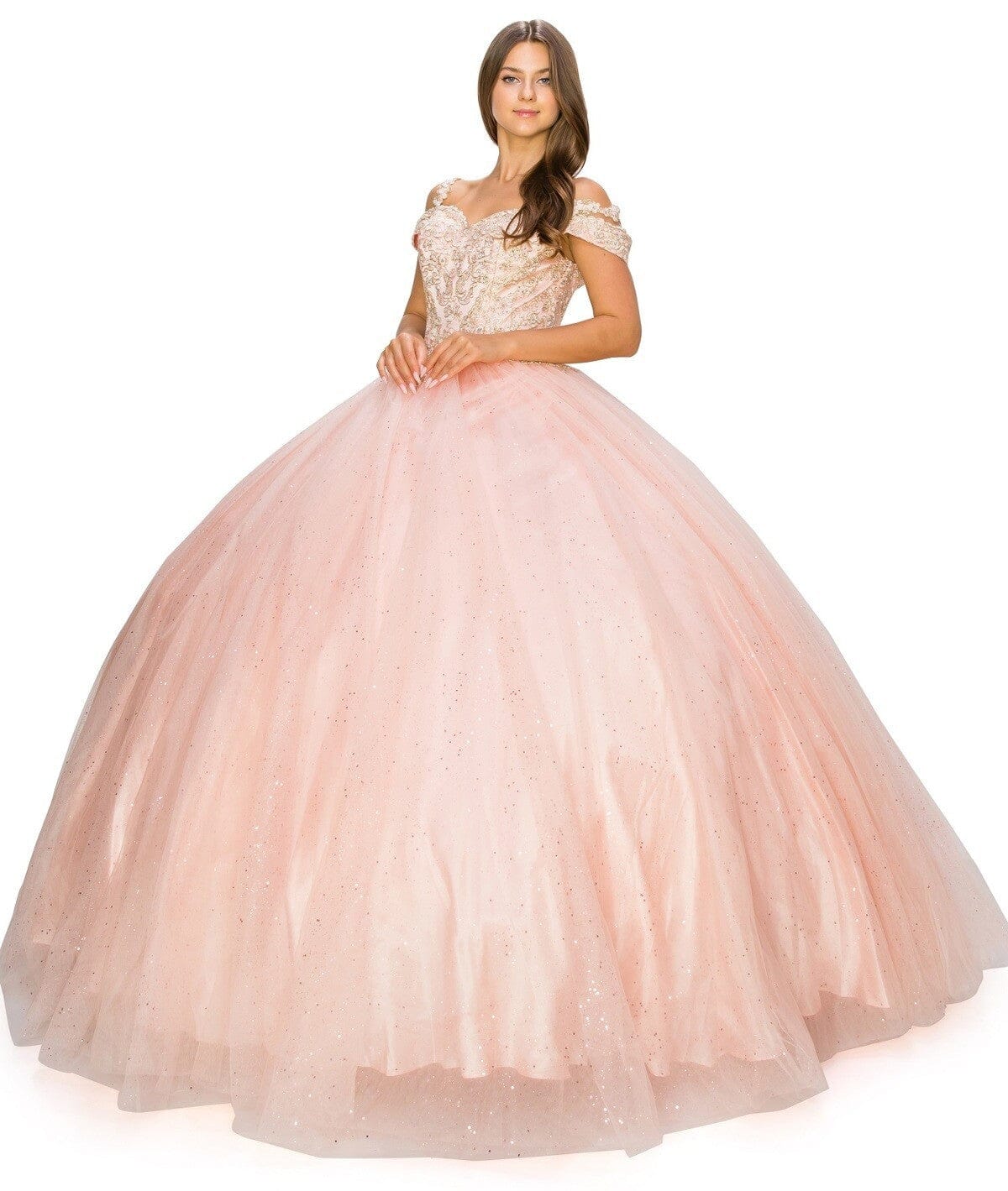 Applique Cold Shoulder Ball Gown by Cinderella Couture 8028J - product image 13