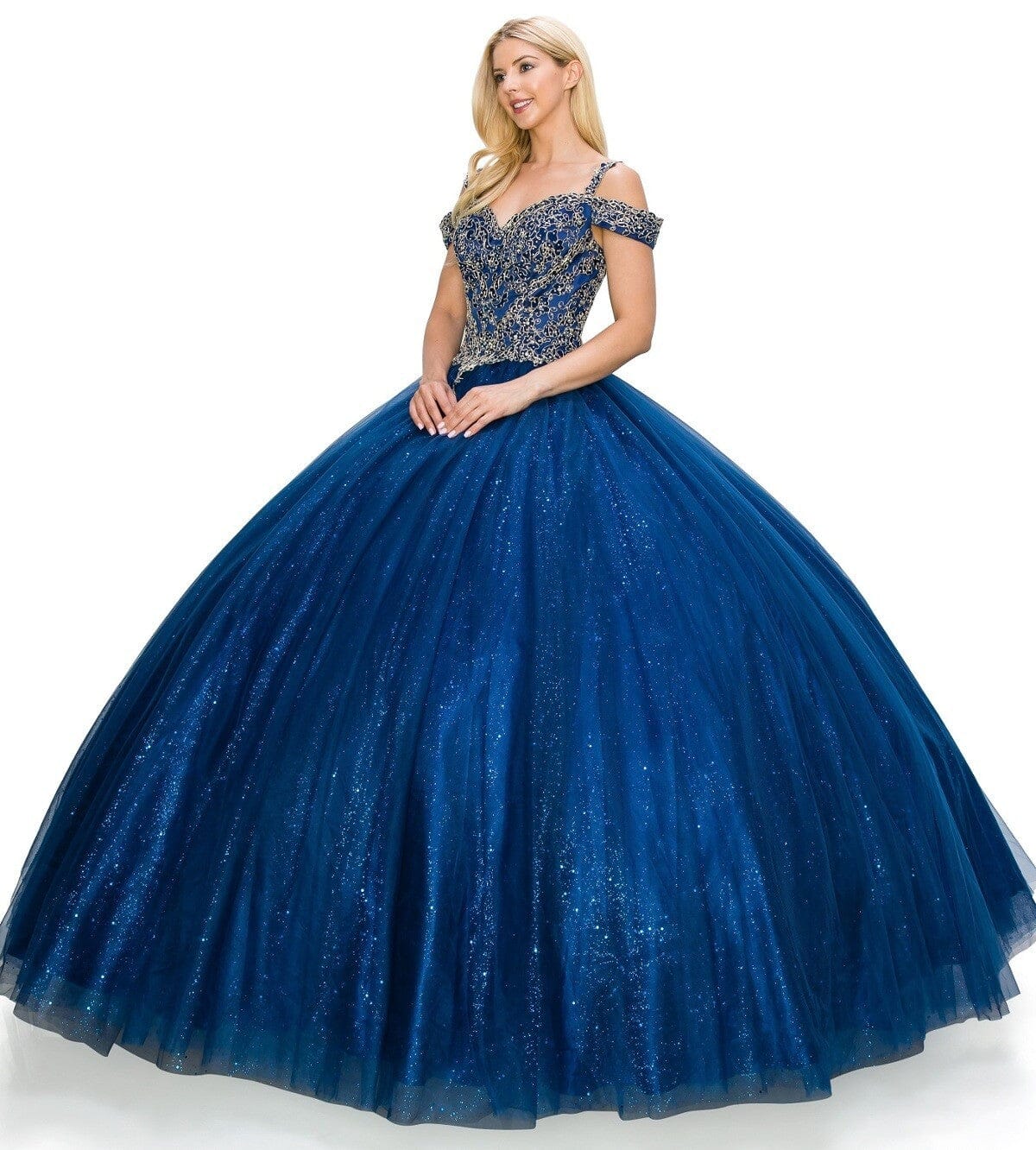 Applique Cold Shoulder Ball Gown by Cinderella Couture 8028J - product image 9