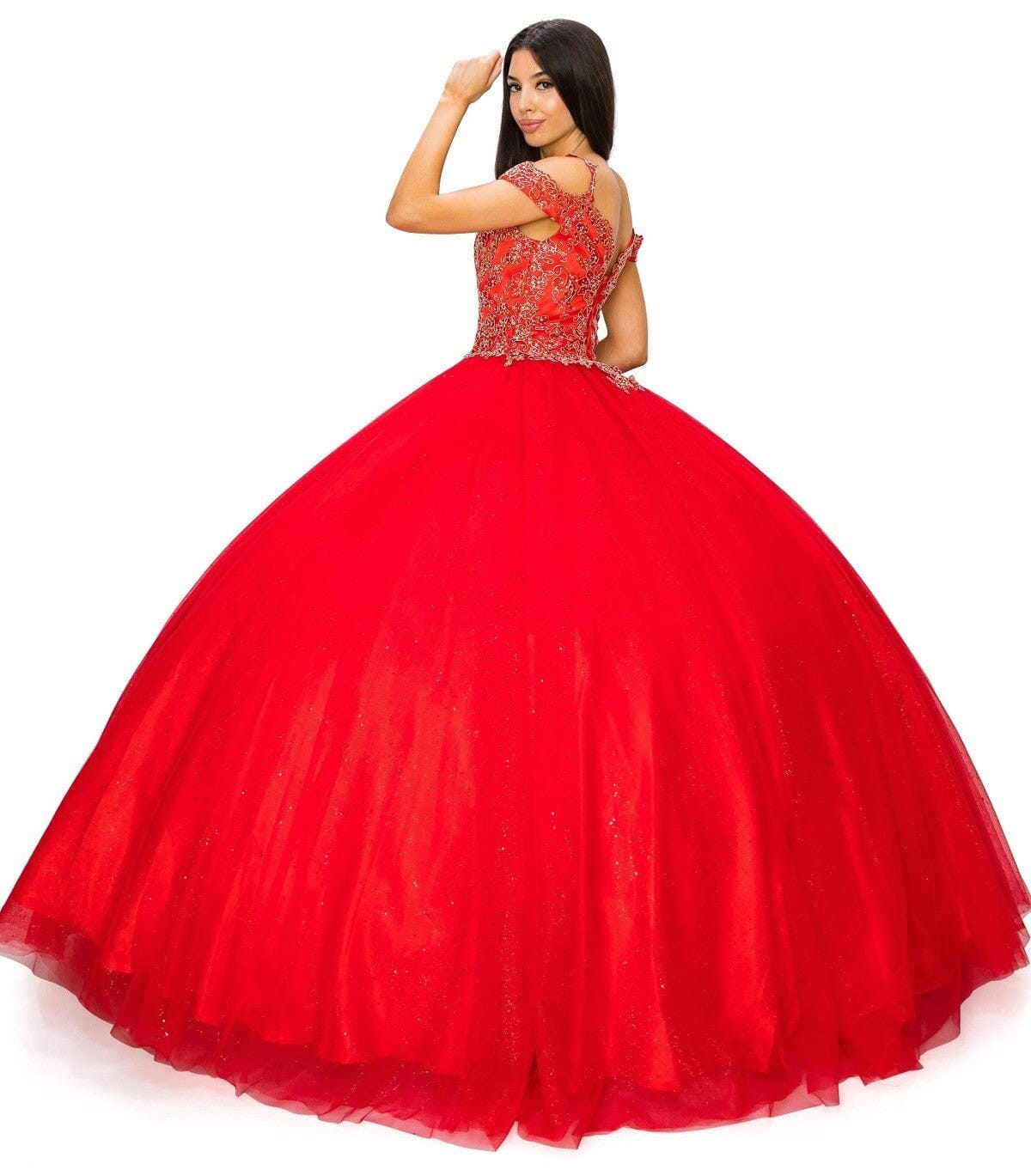 Applique Cold Shoulder Ball Gown by Cinderella Couture 8028J - product image 18
