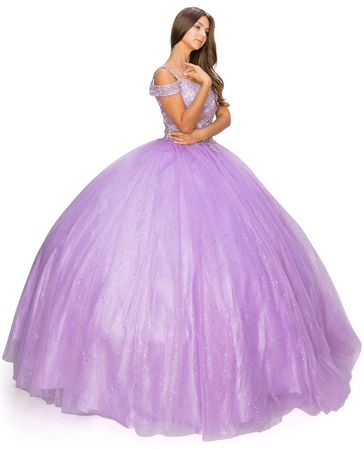 Applique Cold Shoulder Ball Gown by Cinderella Couture 8028J - product image 3