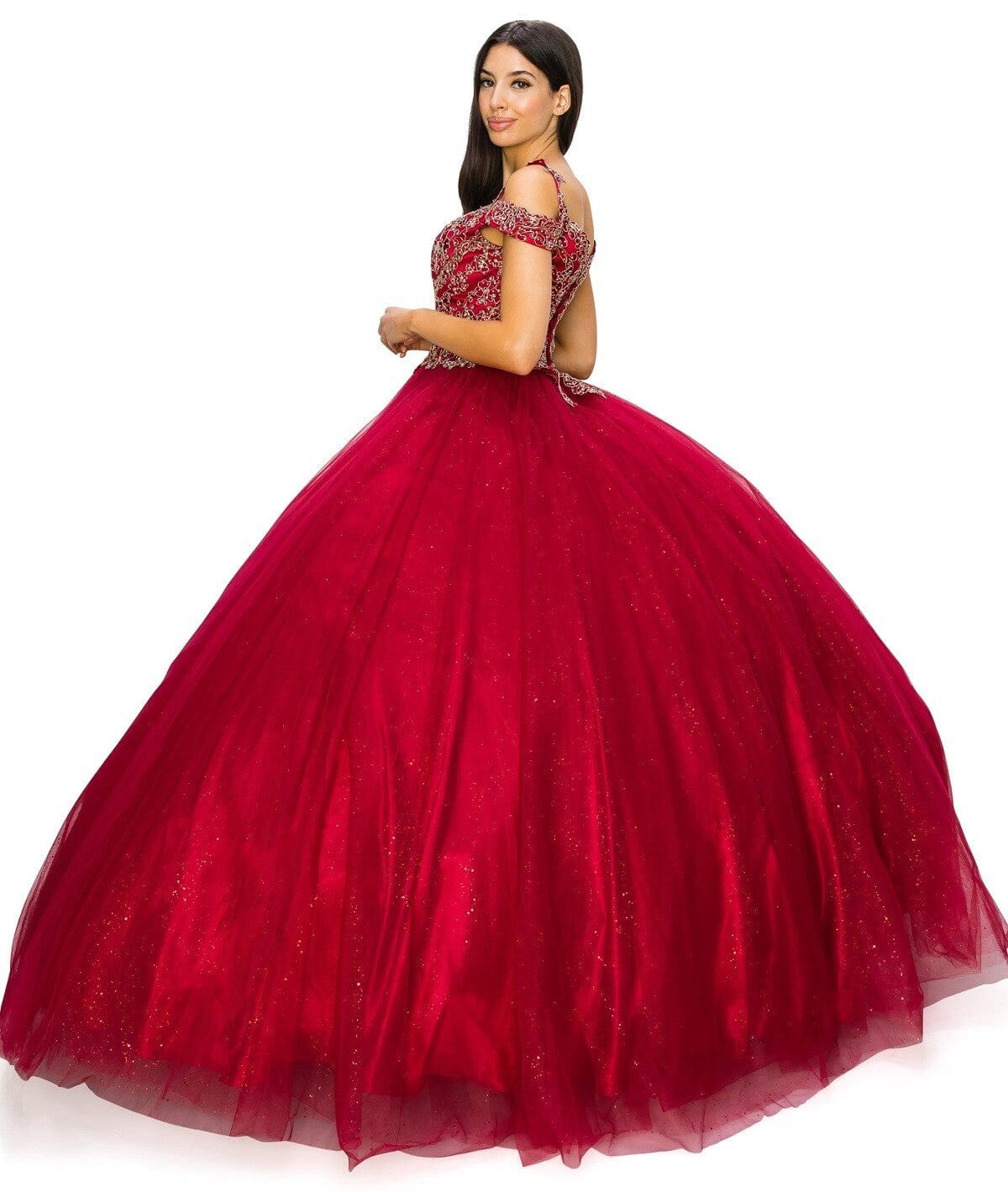 Applique Cold Shoulder Ball Gown by Cinderella Couture 8028J - product image 5