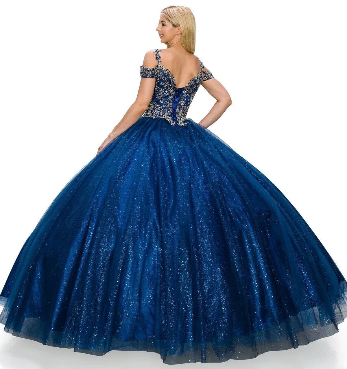 Applique Cold Shoulder Ball Gown by Cinderella Couture 8028J - product image 8