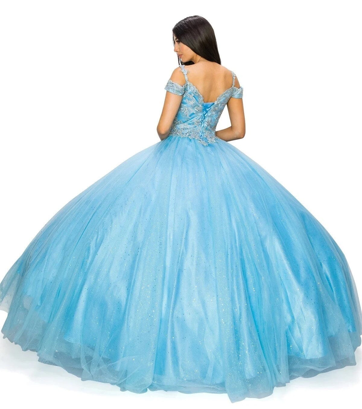 Applique Cold Shoulder Ball Gown by Cinderella Couture 8028J - product image 15