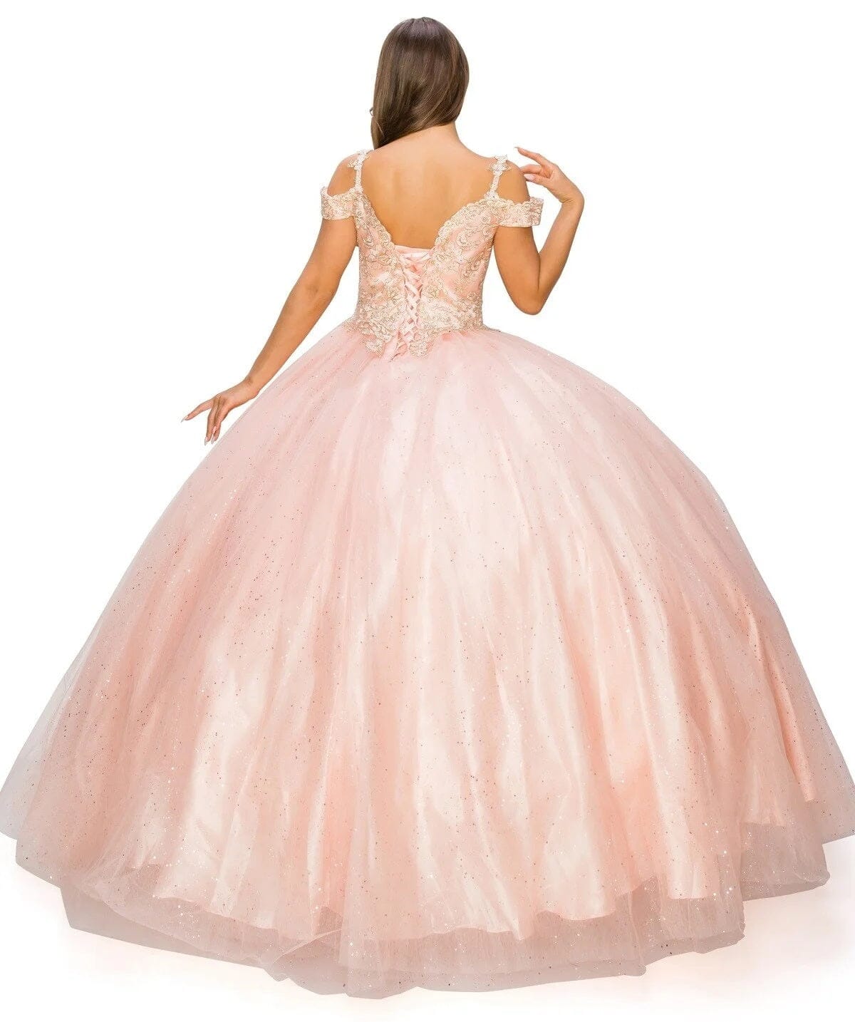 Applique Cold Shoulder Ball Gown by Cinderella Couture 8028J - product image 11