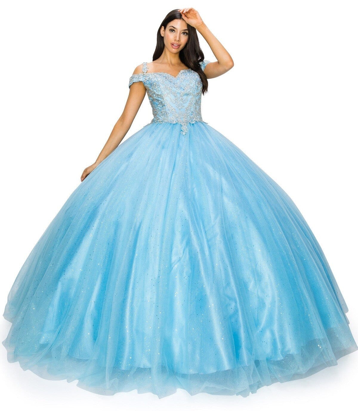 Applique Cold Shoulder Ball Gown by Cinderella Couture 8028J - product image 14