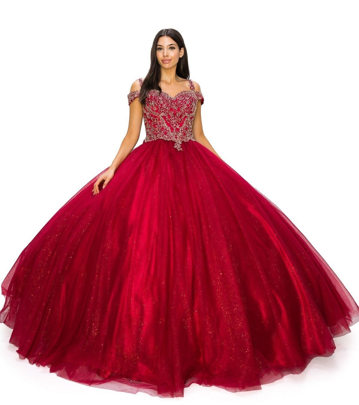 Applique Cold Shoulder Ball Gown by Cinderella Couture 8028J - product image 4
