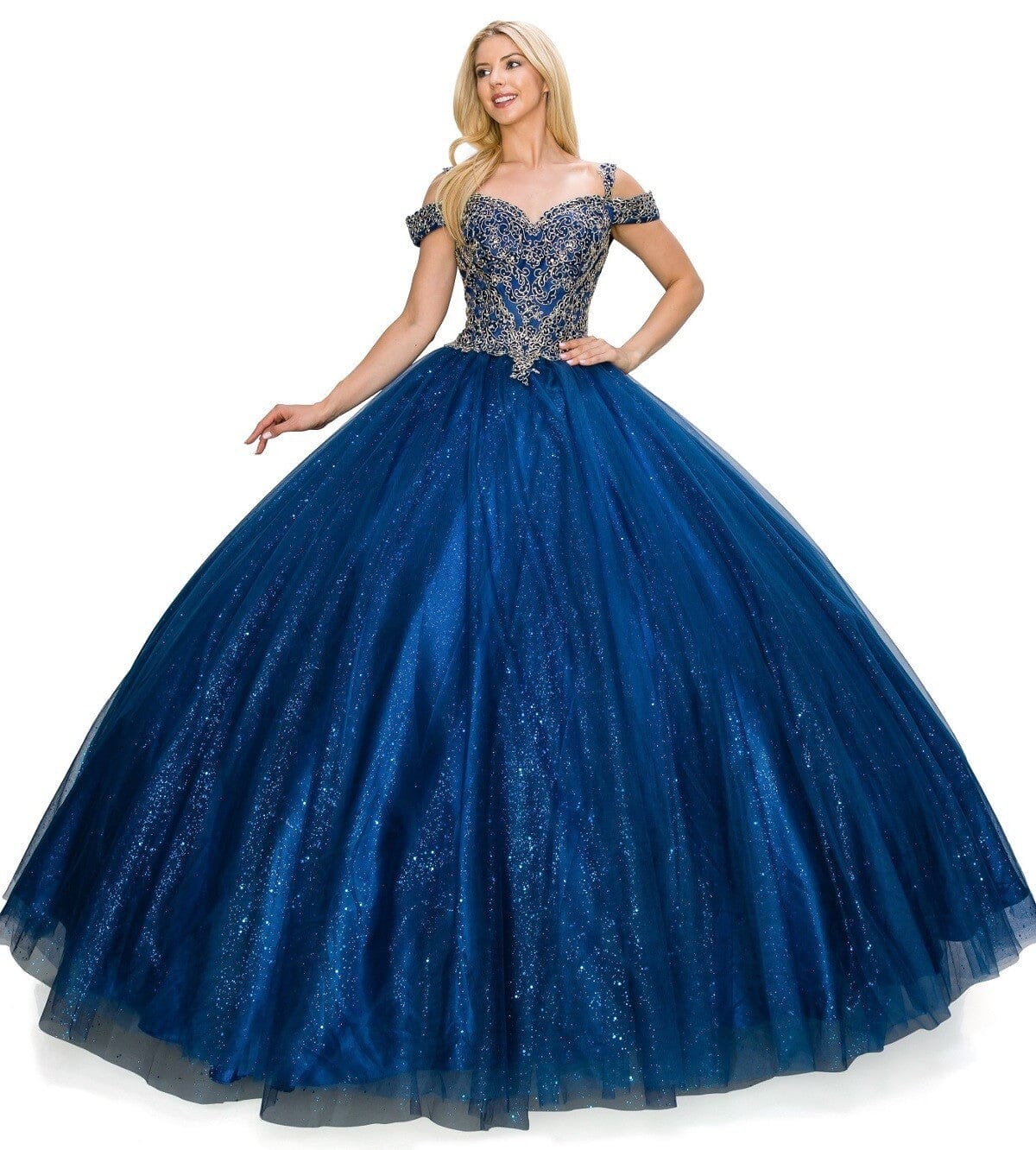 Applique Cold Shoulder Ball Gown by Cinderella Couture 8028J - product image 7