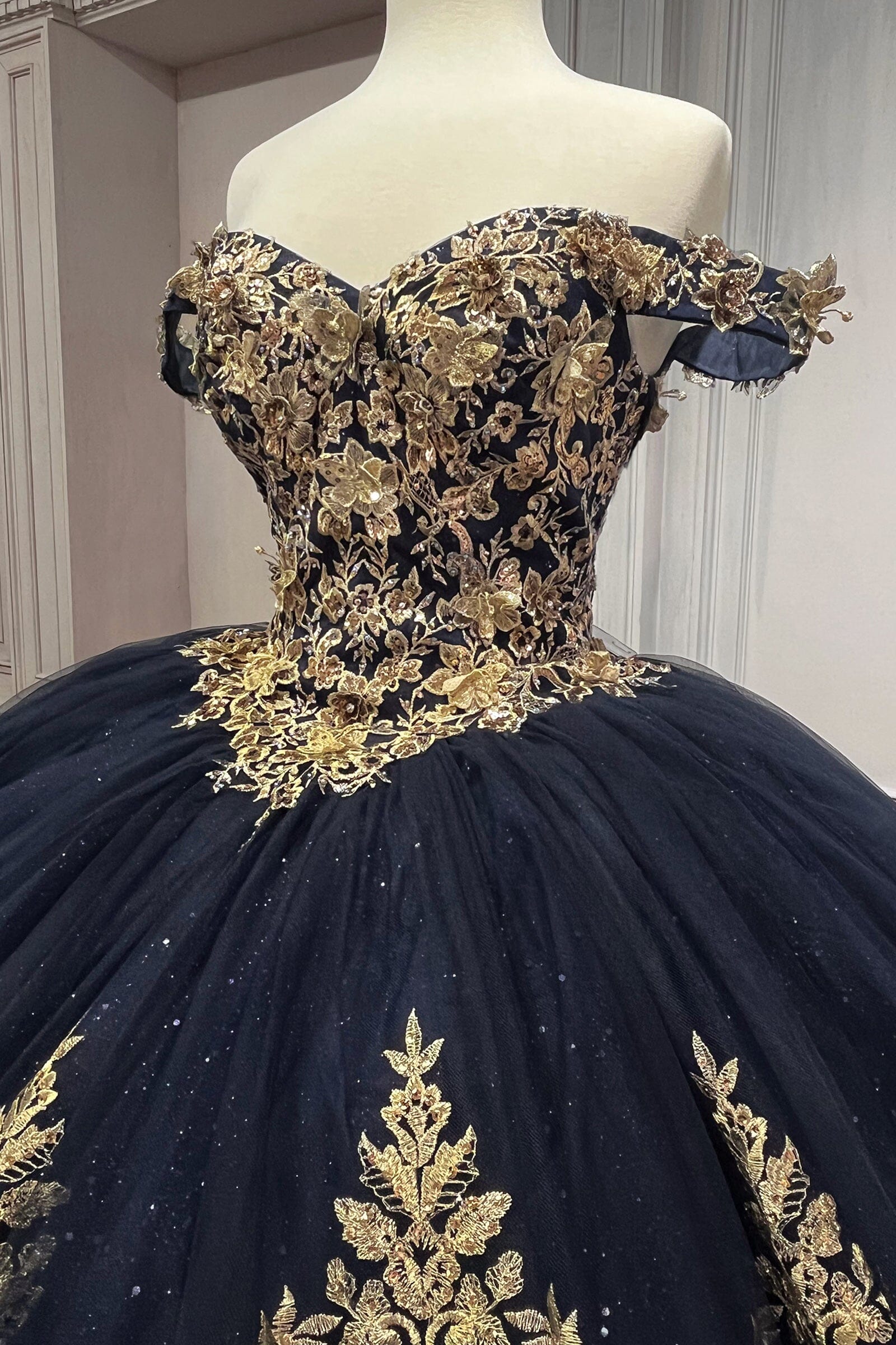 Applique Glitter Off Shoulder Ball Gown by Ladivine 15705 - product image 12