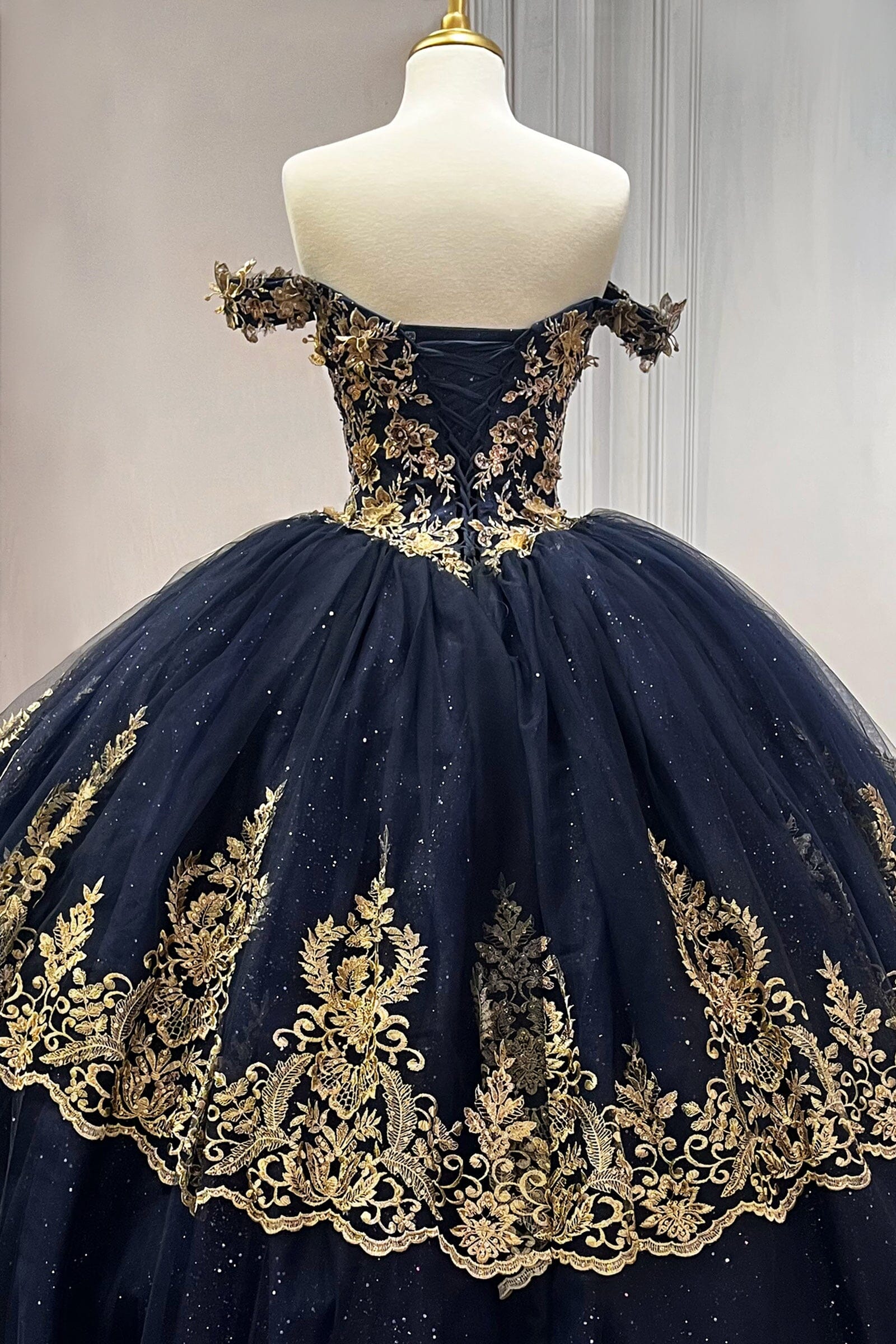Applique Glitter Off Shoulder Ball Gown by Ladivine 15705 - product image 11