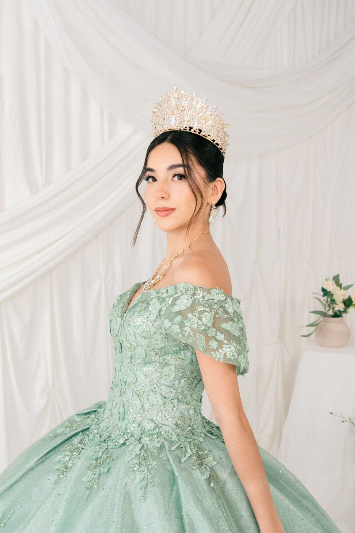 Applique Off Shoulder Ball Gown by Cinderella Couture 8045J - product image 4
