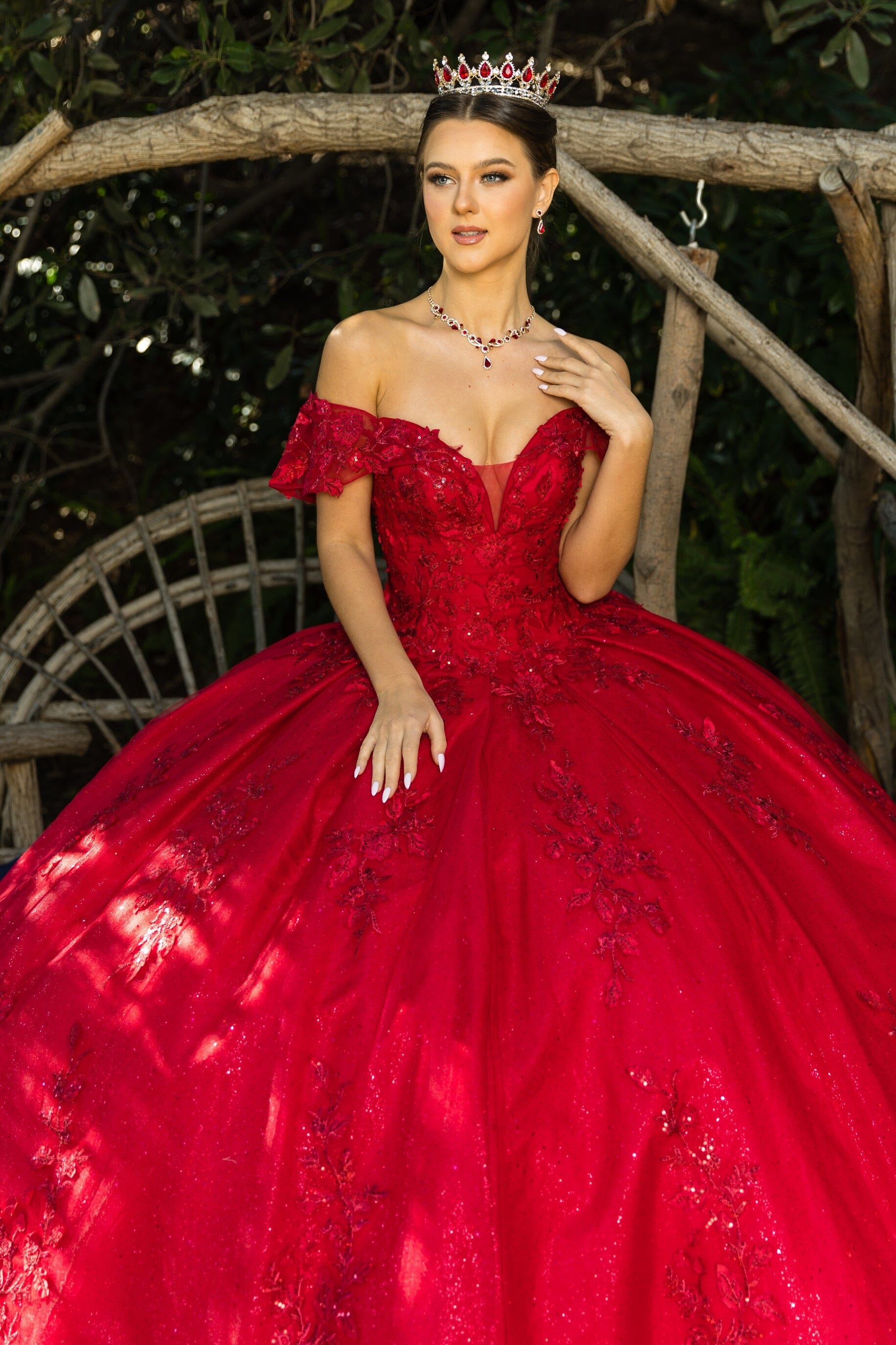 Applique Off Shoulder Ball Gown by Cinderella Couture 8045J - product image 16