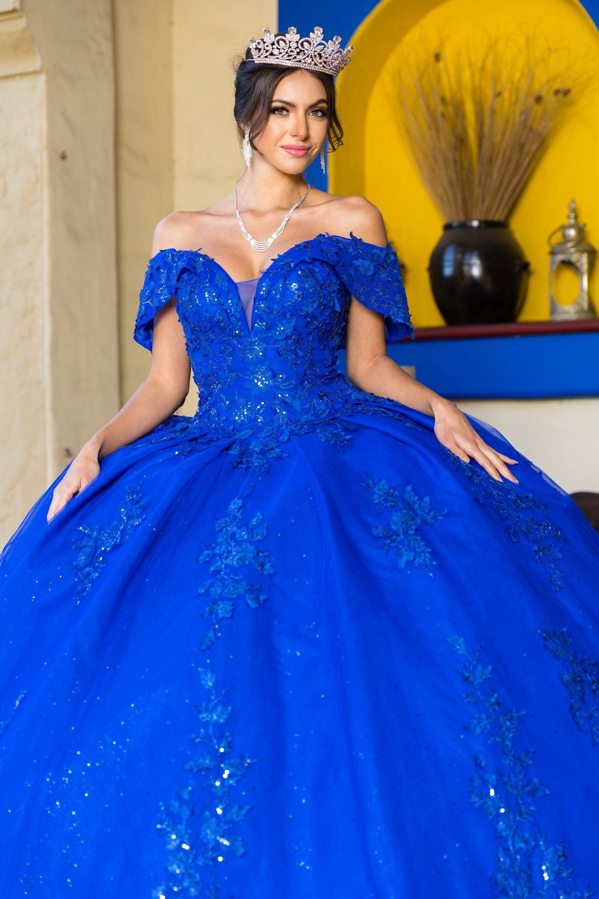 Applique Off Shoulder Ball Gown by Cinderella Couture 8045J - product image 10