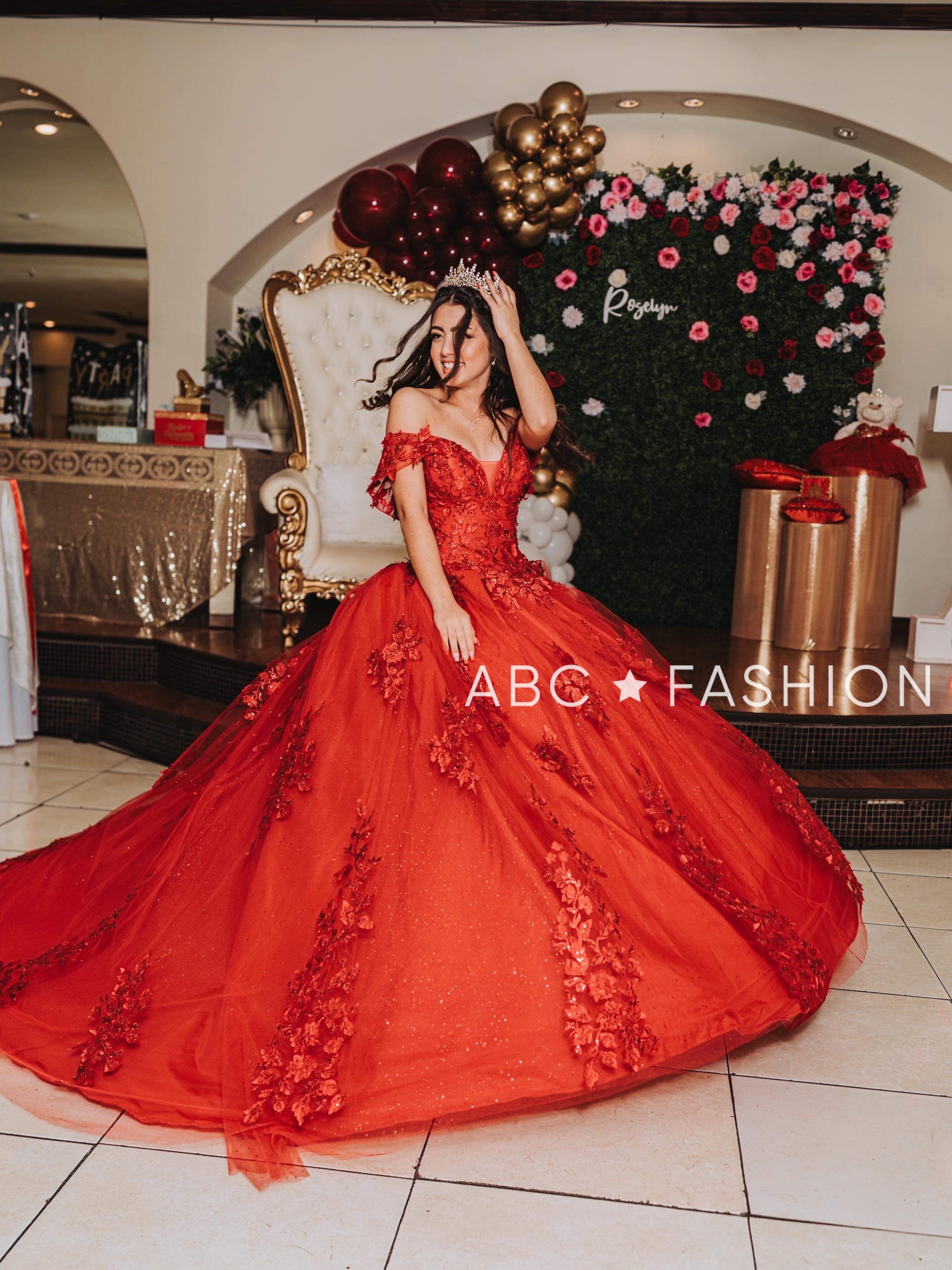 Applique Off Shoulder Ball Gown by Cinderella Couture 8045J - product image 19