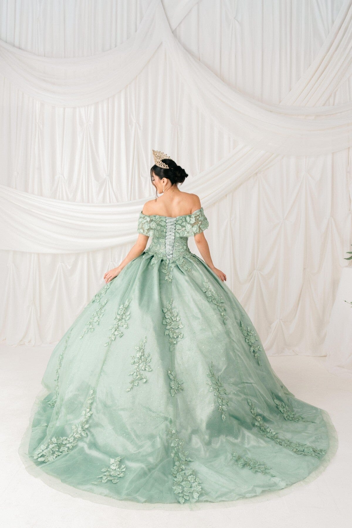 Applique Off Shoulder Ball Gown by Cinderella Couture 8045J - product image 7
