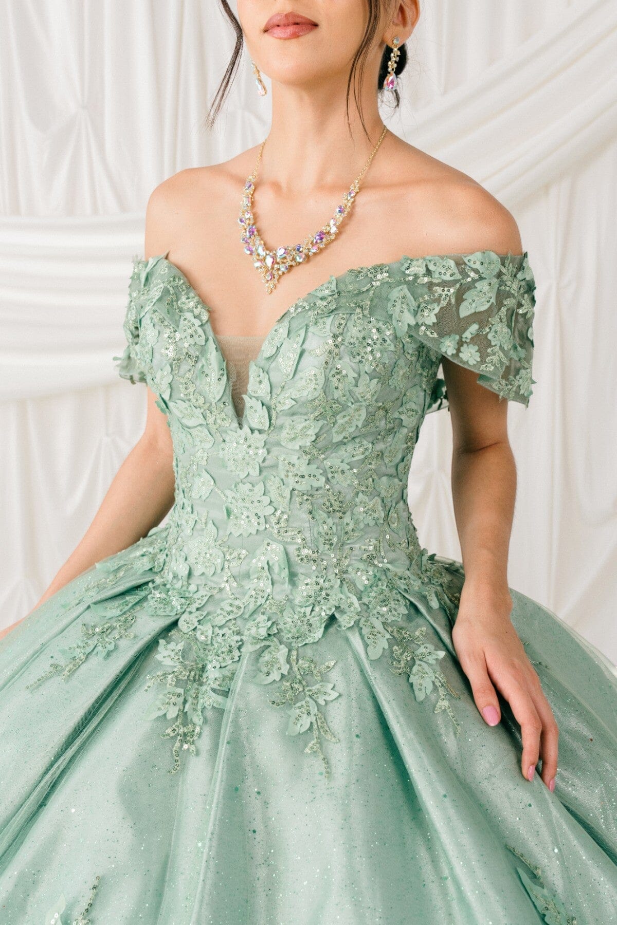 Applique Off Shoulder Ball Gown by Cinderella Couture 8045J - product image 5