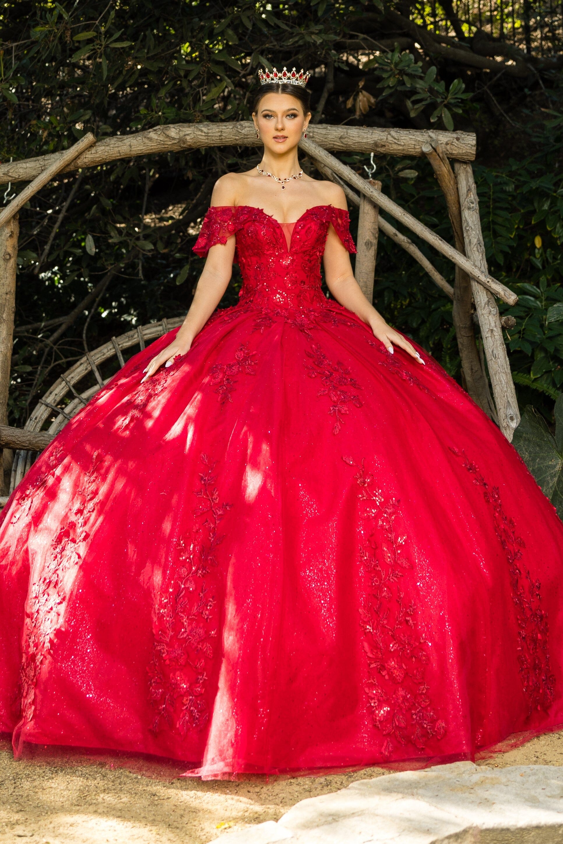 Applique Off Shoulder Ball Gown by Cinderella Couture 8045J - product image 14