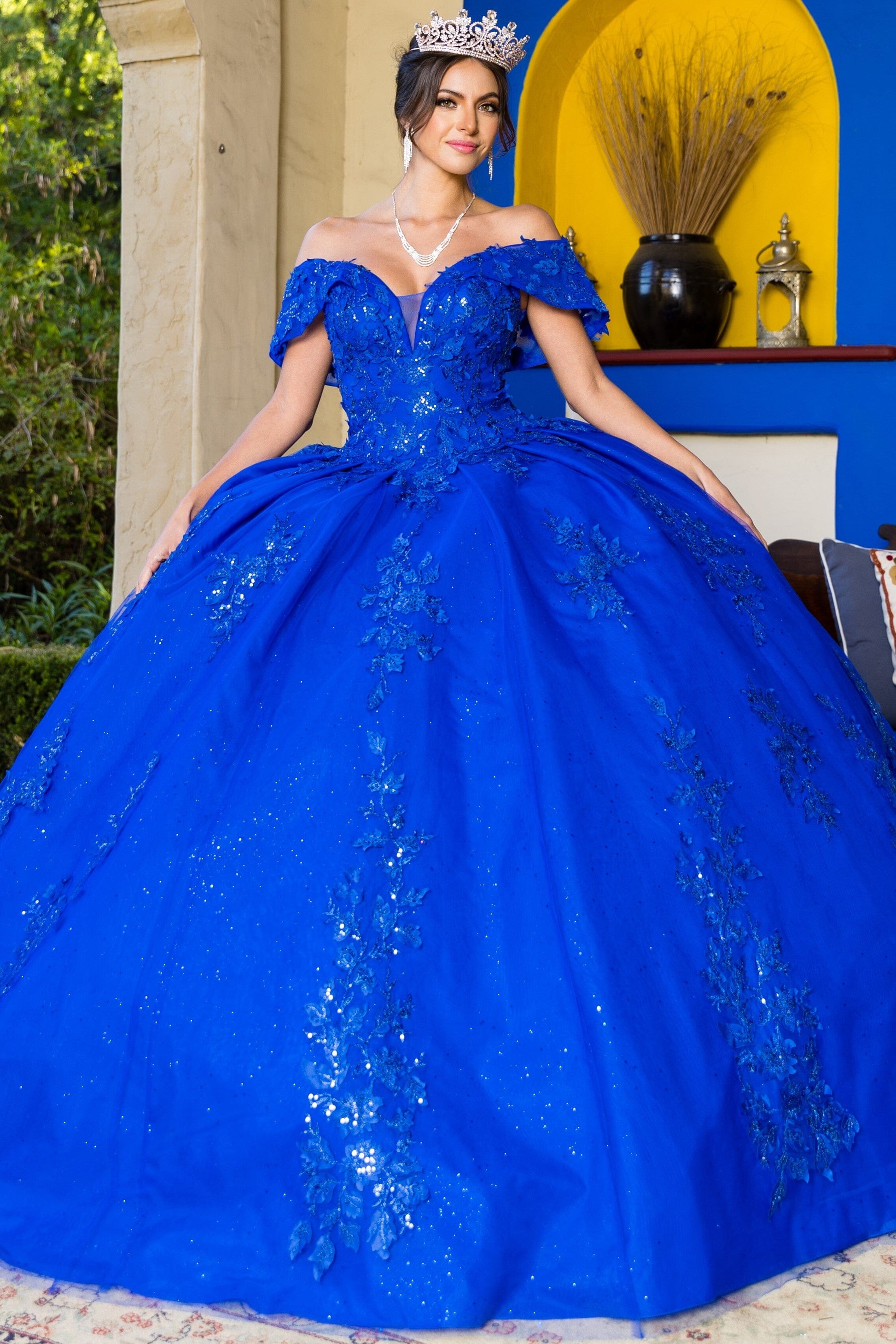 Applique Off Shoulder Ball Gown by Cinderella Couture 8045J - product image 8