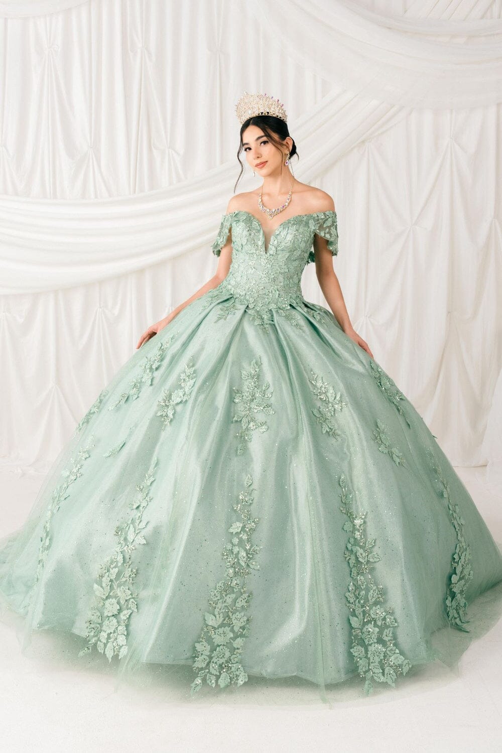 Applique Off Shoulder Ball Gown by Cinderella Couture 8045J - product image 1