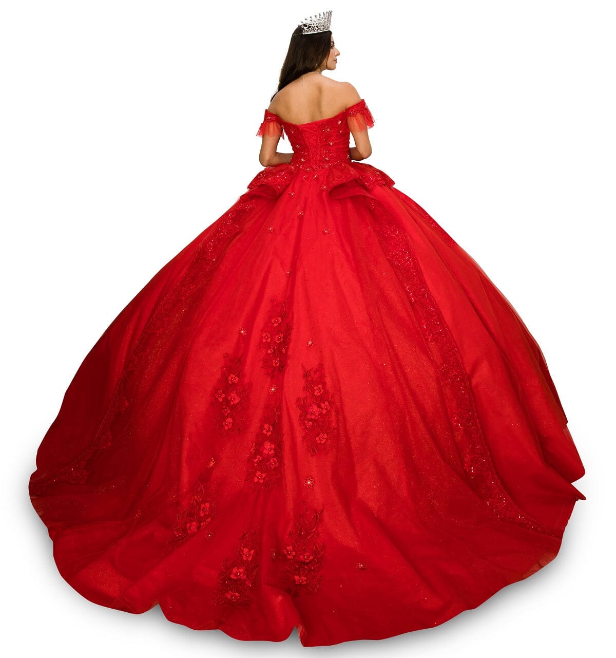 Applique Off Shoulder Ball Gown by Cinderella Couture 8055J - product image 2
