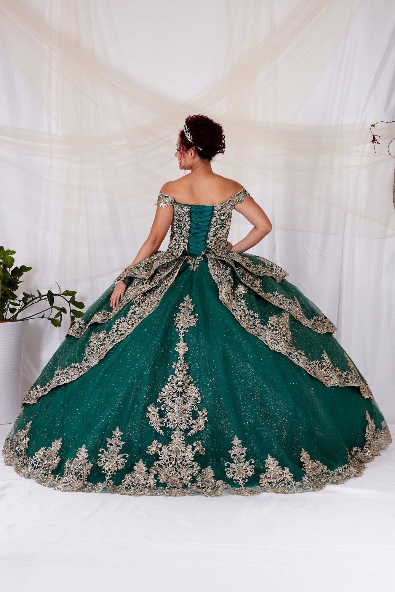 Applique Off Shoulder Layered Ball Gown by Calla WB-20525 - product image 2