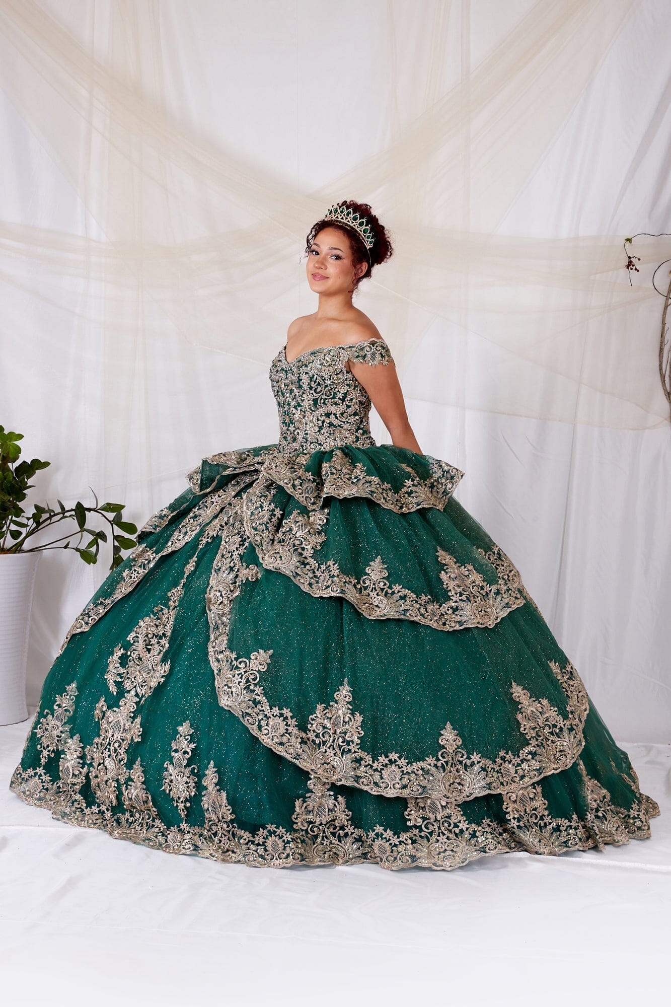 Applique Off Shoulder Layered Ball Gown by Calla WB-20525 - product image 12