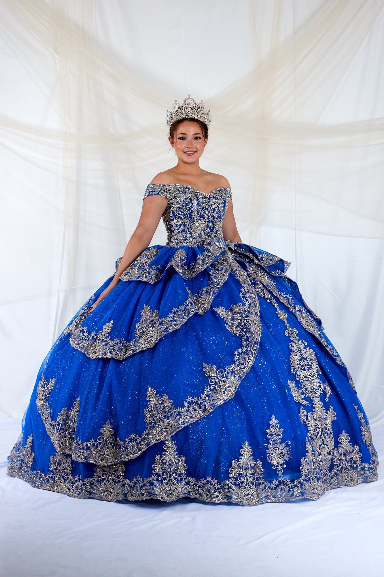 Applique Off Shoulder Layered Ball Gown by Calla WB-20525 - product image 1