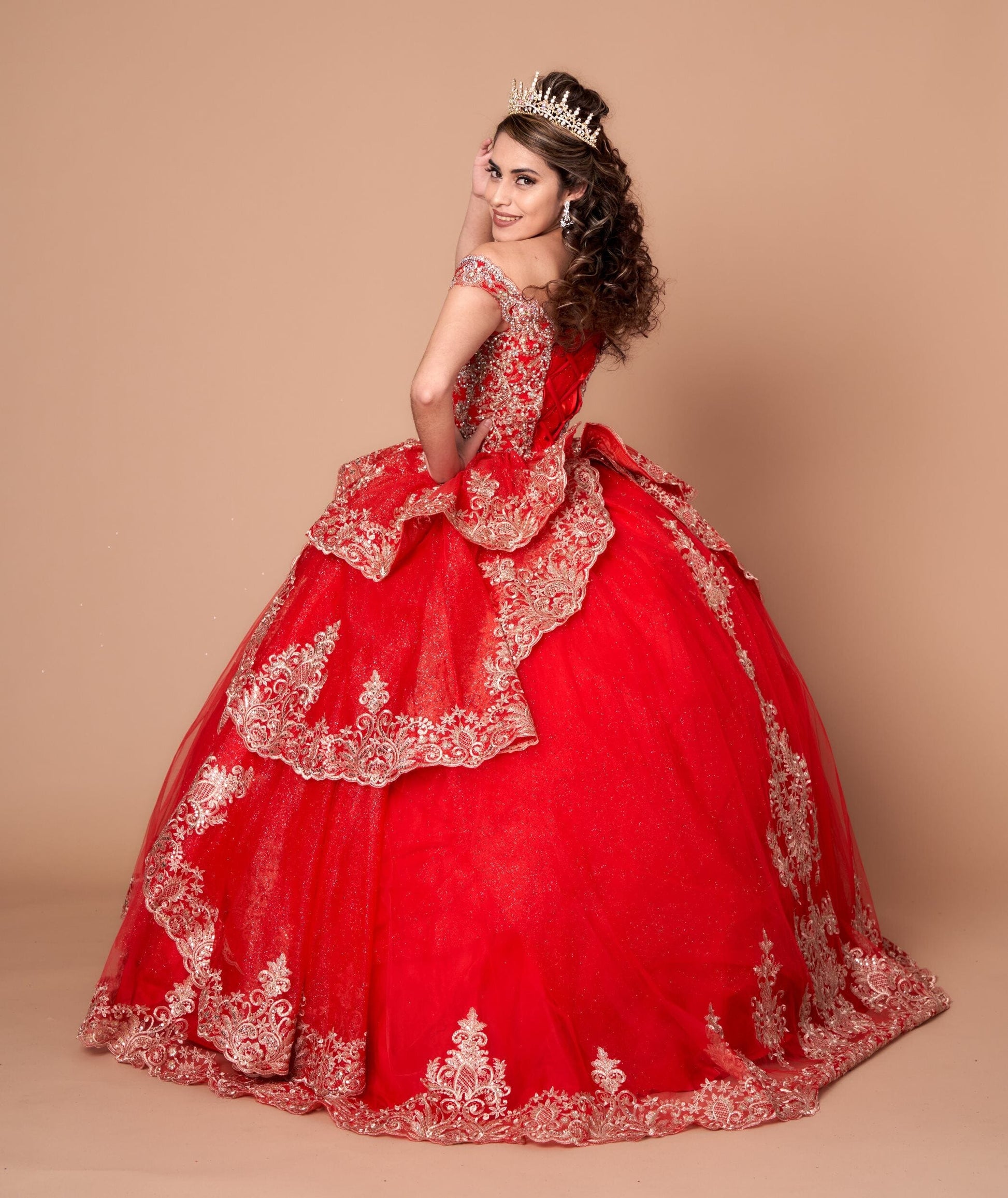 Applique Off Shoulder Layered Ball Gown by Calla WB-20525 - product image 8