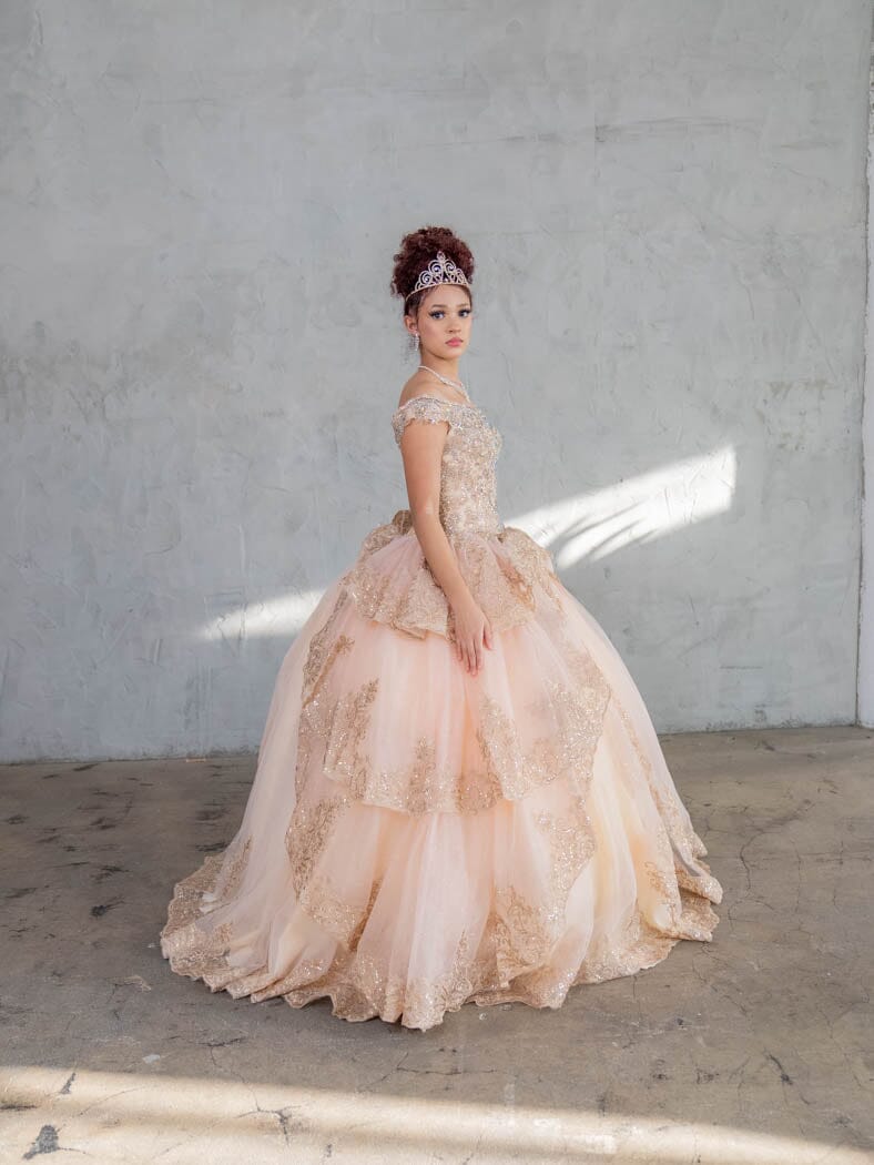 Applique Off Shoulder Layered Ball Gown by Calla WB-20525 - product image 6