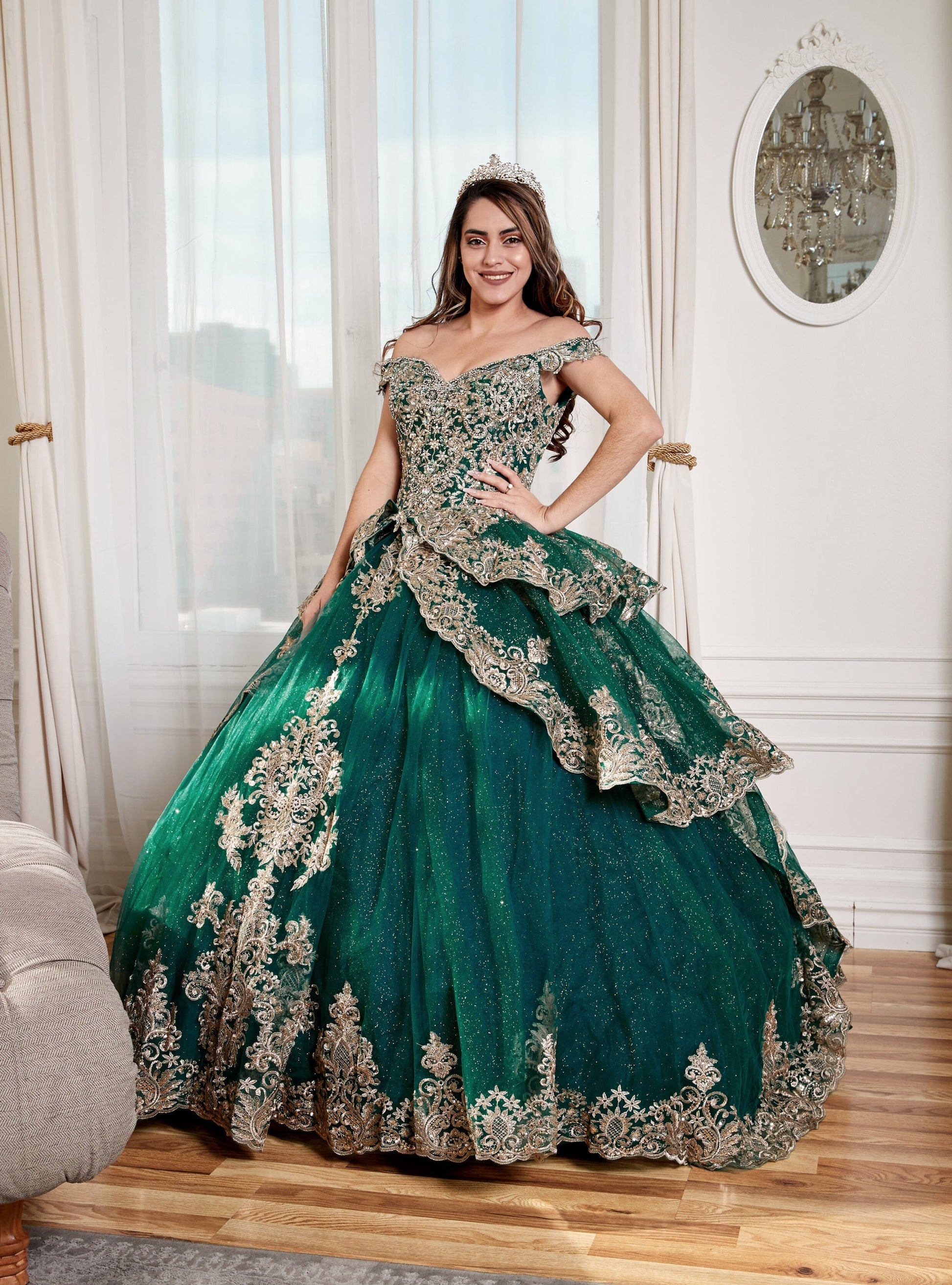 Applique Off Shoulder Layered Ball Gown by Calla WB-20525 - product image 13
