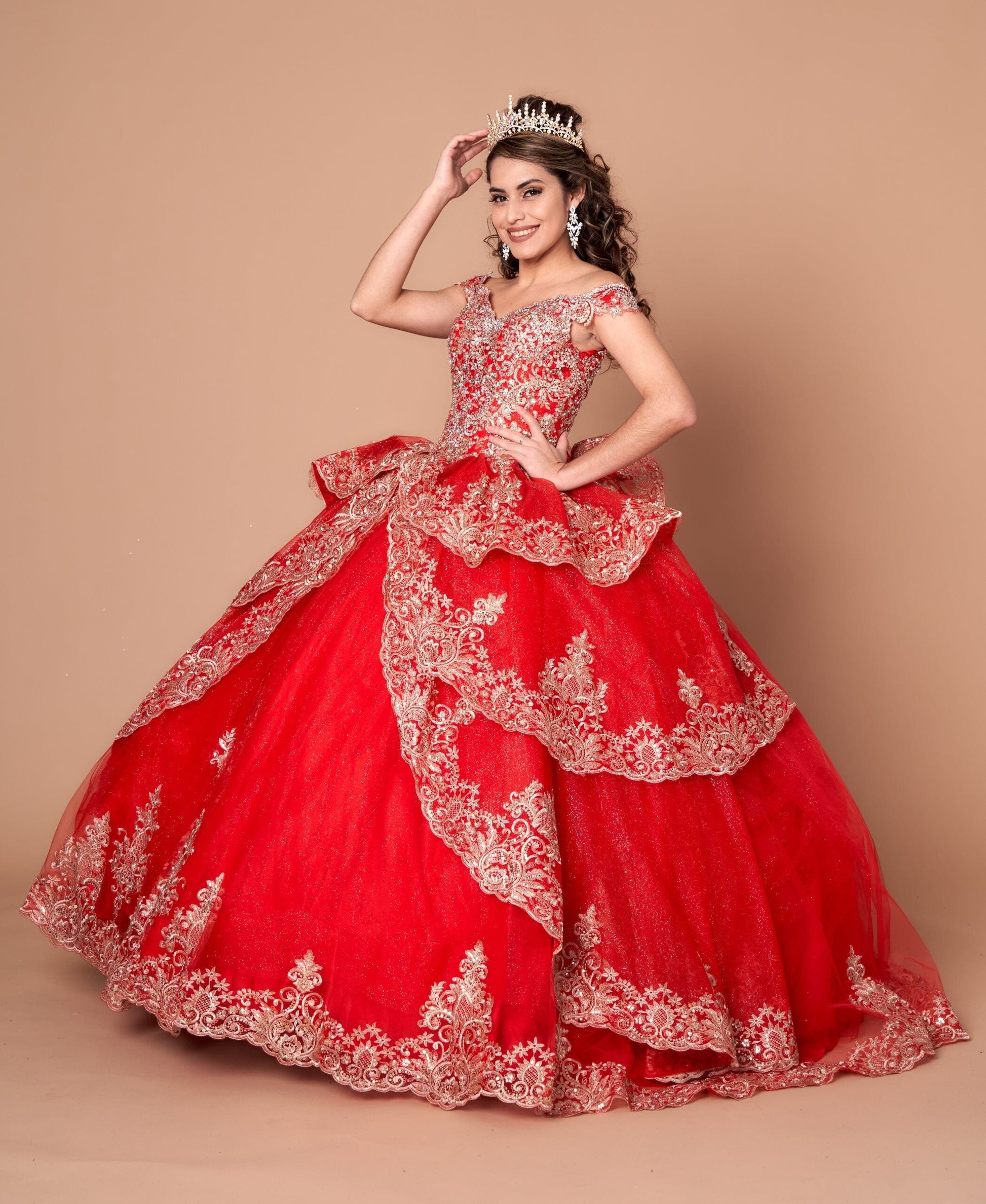 Applique Off Shoulder Layered Ball Gown by Calla WB-20525 - product image 7
