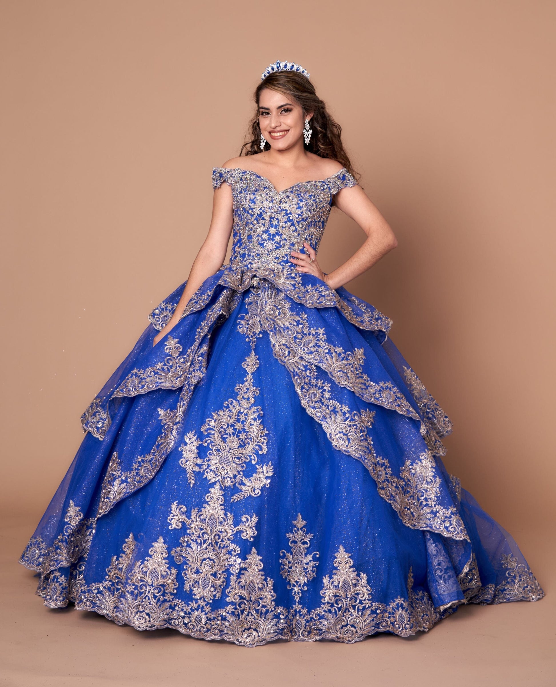 Applique Off Shoulder Layered Ball Gown by Calla WB-20525 - product image 4