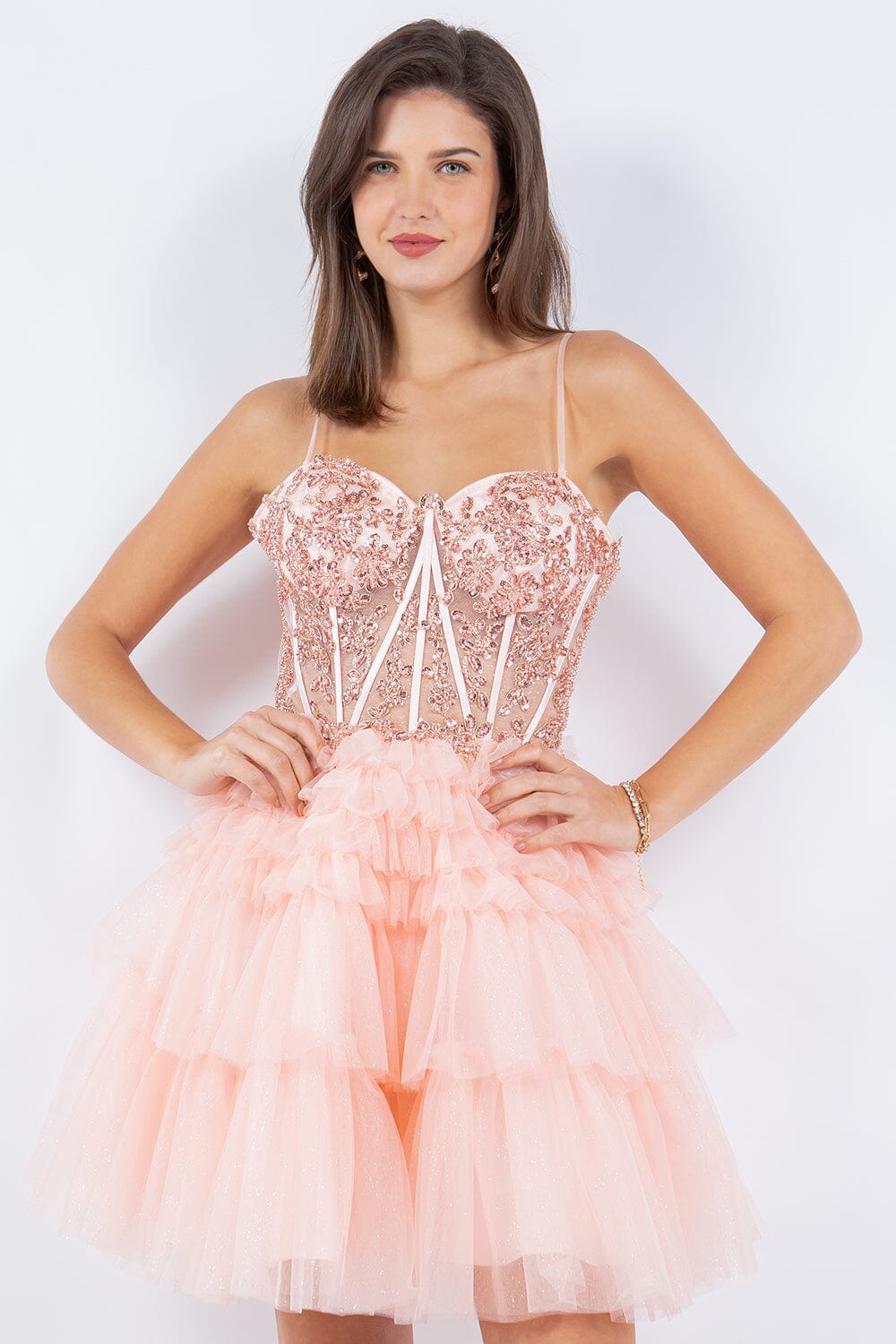 Applique Short Corset Tiered Dress by Cinderella Couture 5133J - product image 9