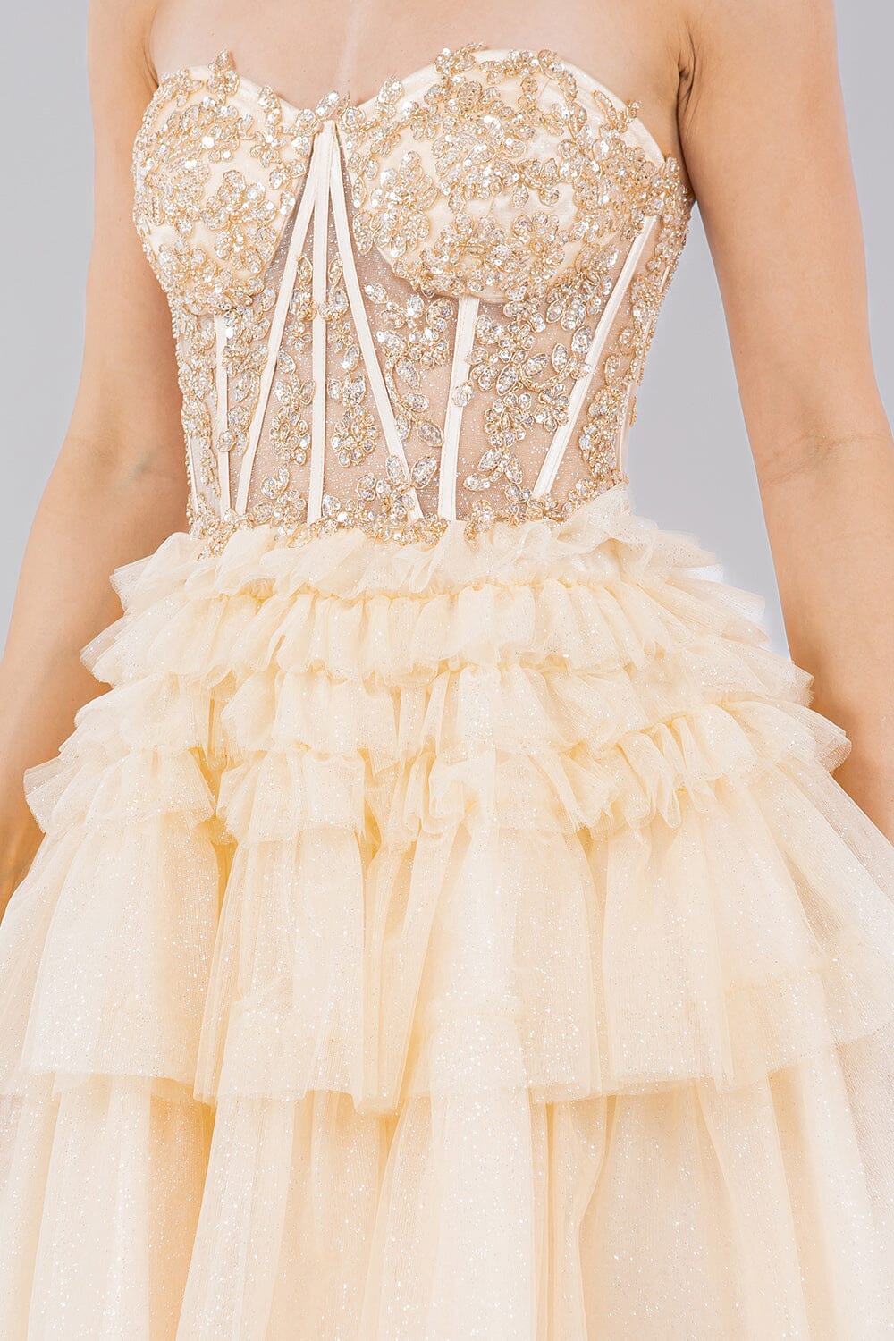 Applique Short Corset Tiered Dress by Cinderella Couture 5133J - product image 3