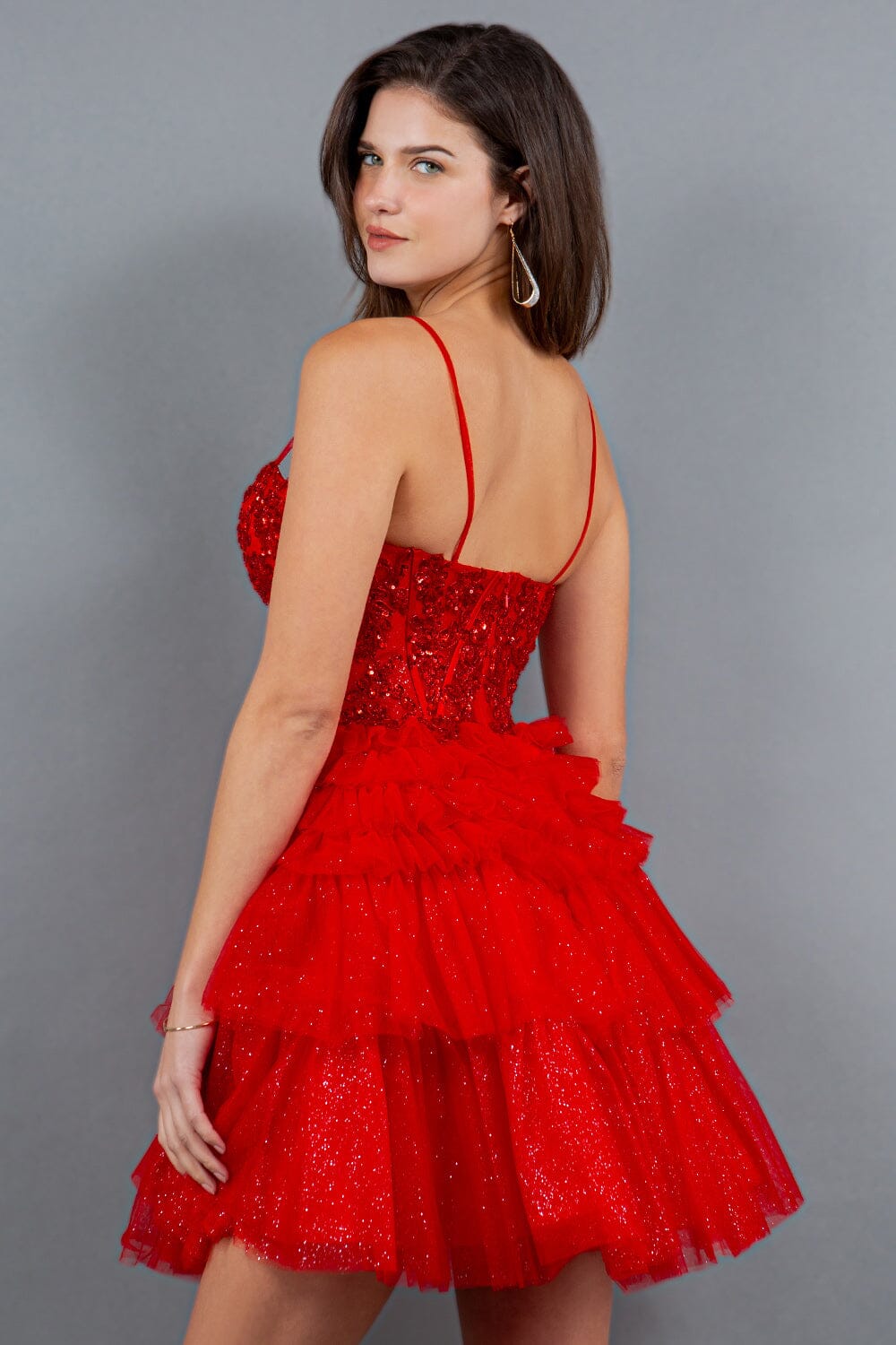 Applique Short Corset Tiered Dress by Cinderella Couture 5133J - product image 17