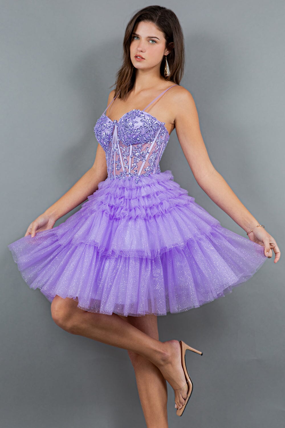 Applique Short Corset Tiered Dress by Cinderella Couture 5133J - product image 14