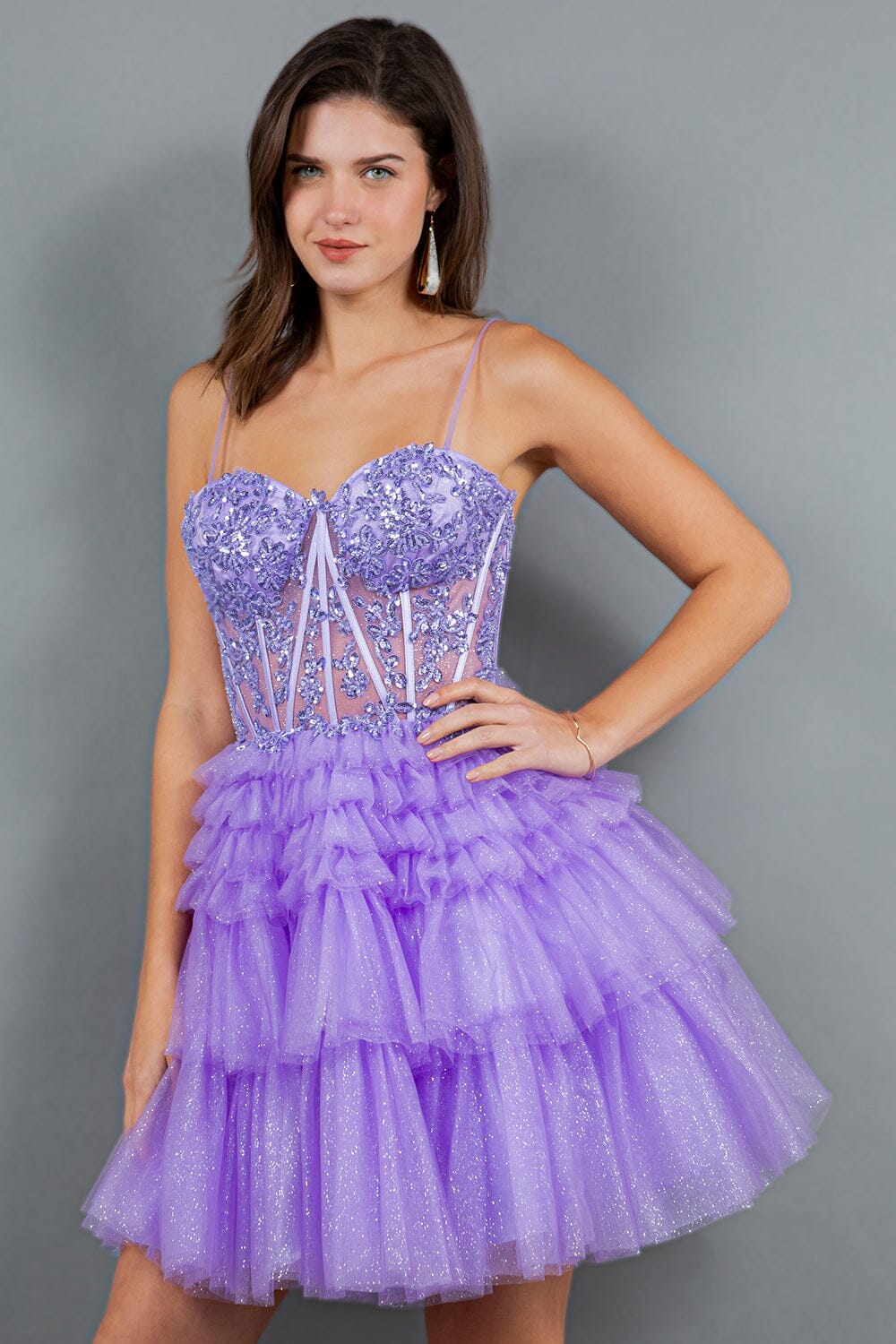 Applique Short Corset Tiered Dress by Cinderella Couture 5133J - product image 15
