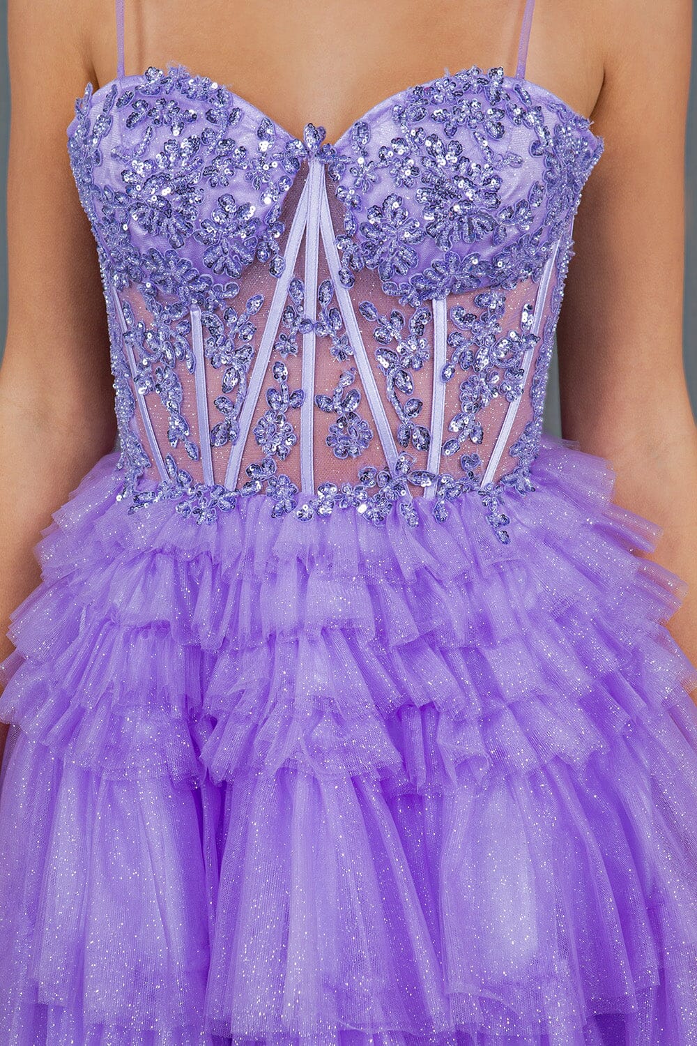 Applique Short Corset Tiered Dress by Cinderella Couture 5133J - product image 13