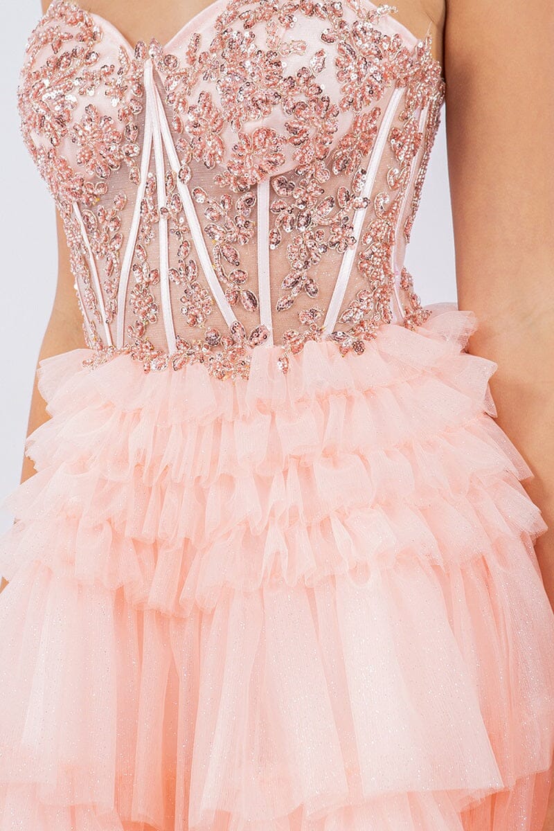 Applique Short Corset Tiered Dress by Cinderella Couture 5133J - product image 8