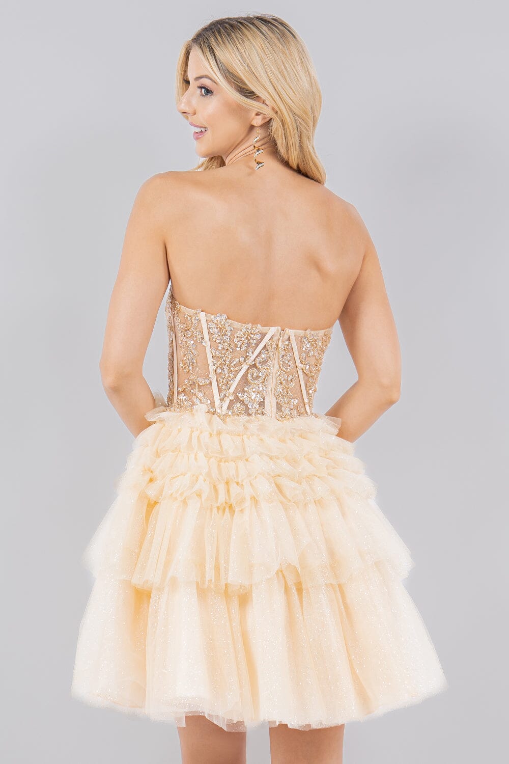 Applique Short Corset Tiered Dress by Cinderella Couture 5133J - product image 2
