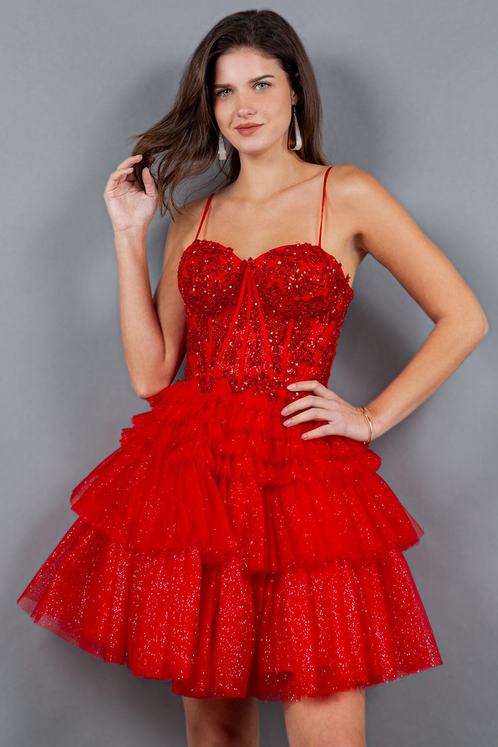 Applique Short Corset Tiered Dress by Cinderella Couture 5133J - product image 16