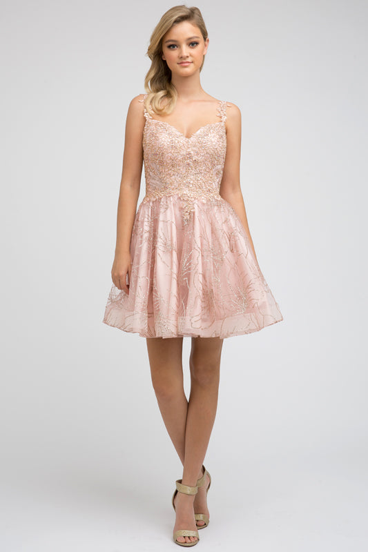 Applique Short Glitter Print Dress by Juliet 838 - product image 1