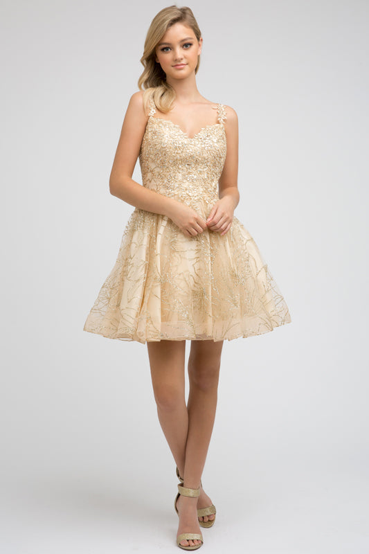 Applique Short Glitter Print Dress by Juliet 838 - product image 3
