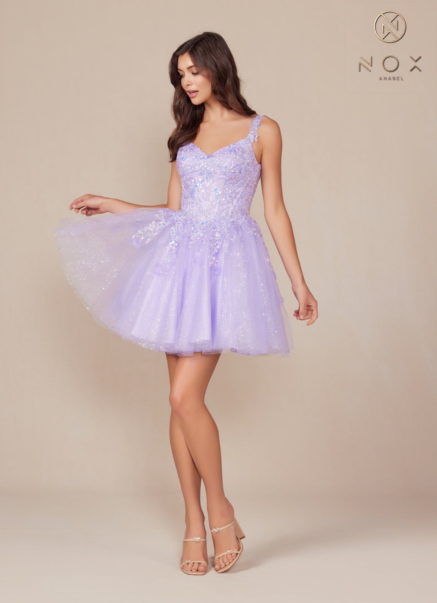 Applique Short Sleeveless Dress by Nox Anabel H846 - product image 3