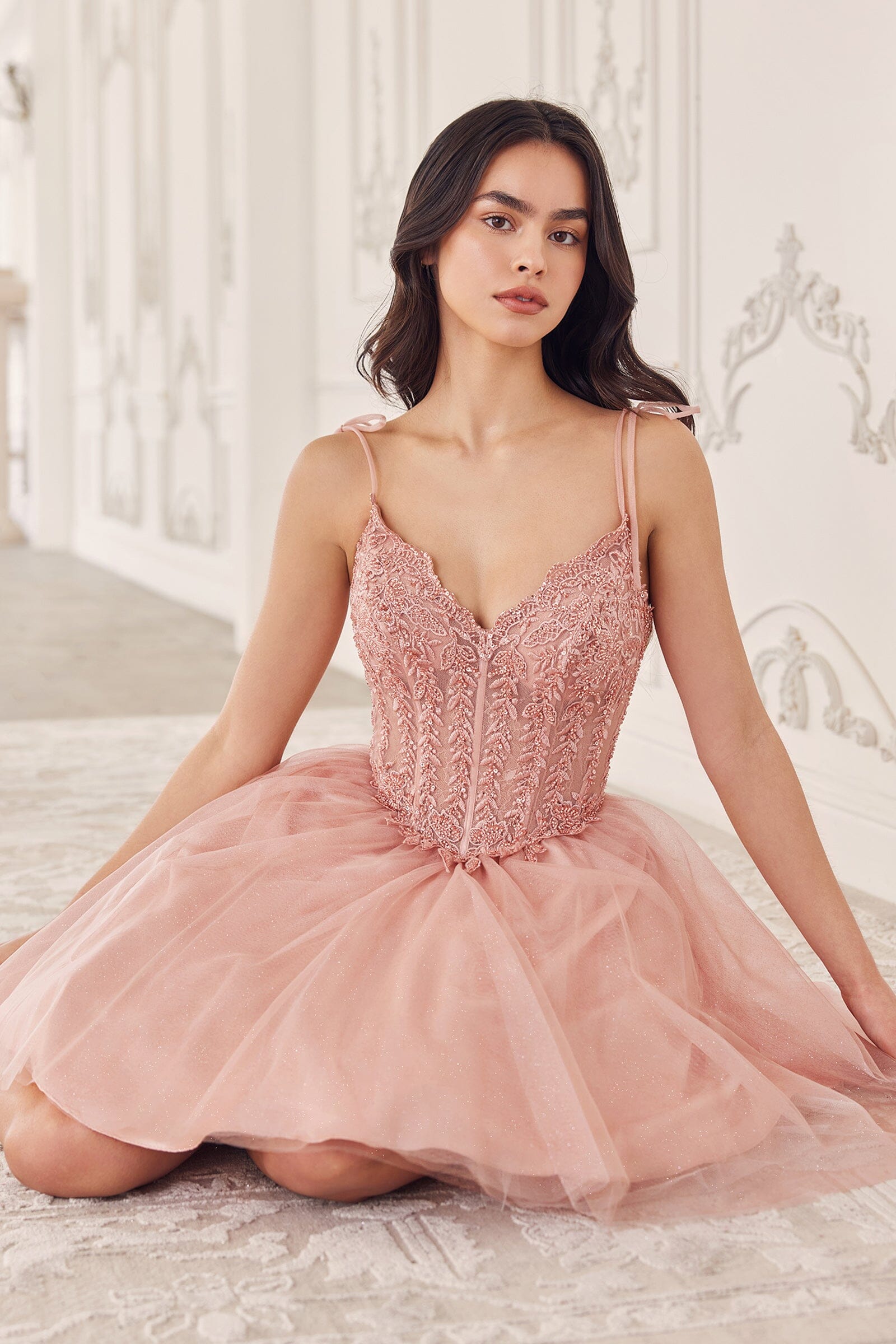Applique Short Sleeveless Glitter Dress by Ladivine CD0236 - product image 3