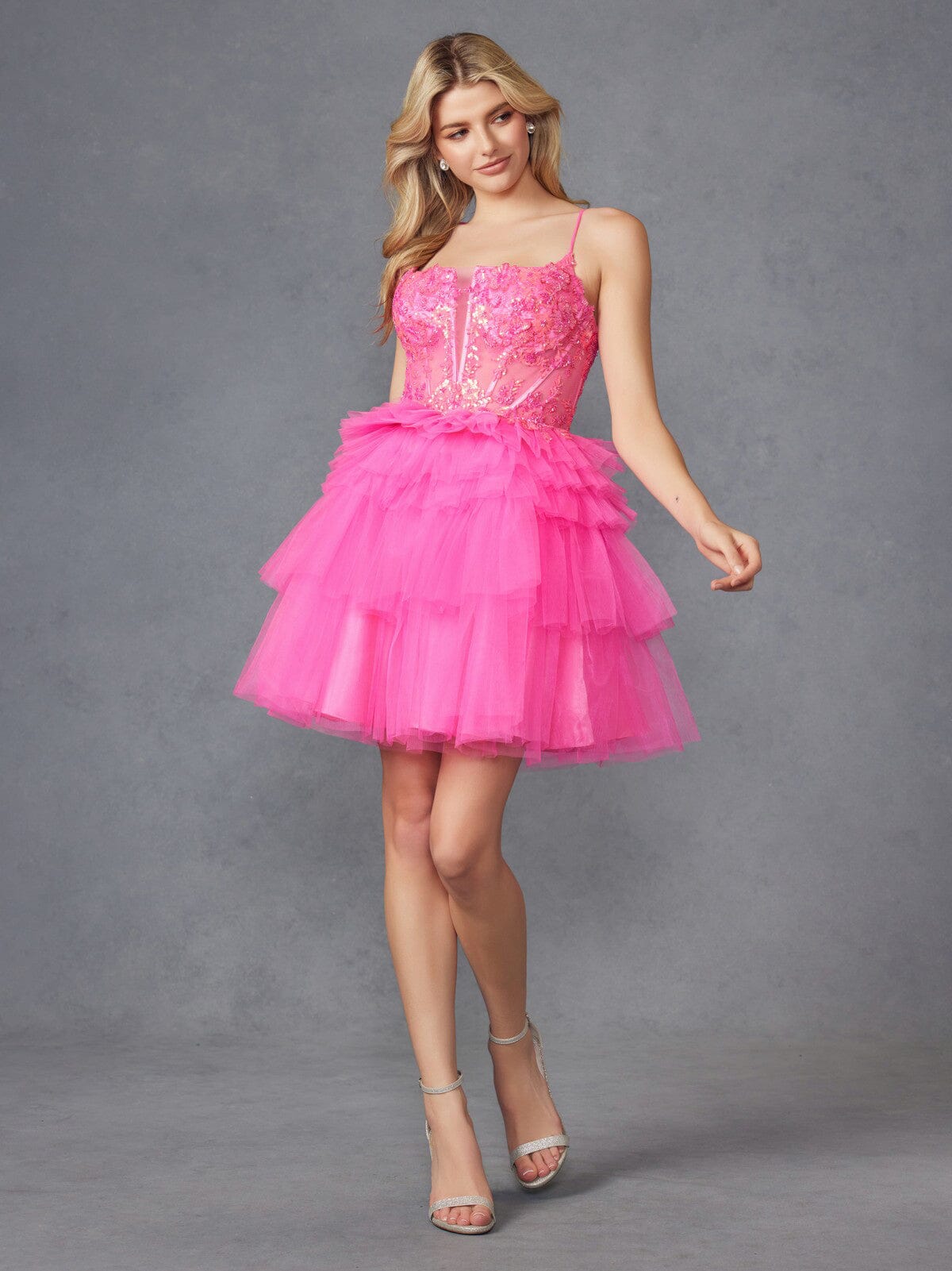 Applique Short Sleeveless Ruffled Dress by Juliet JT935K - product image 6