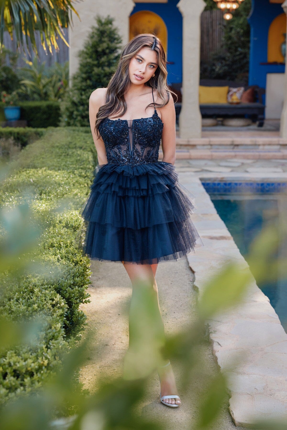 Applique Short Sleeveless Ruffled Dress by Juliet JT935K - product image 11