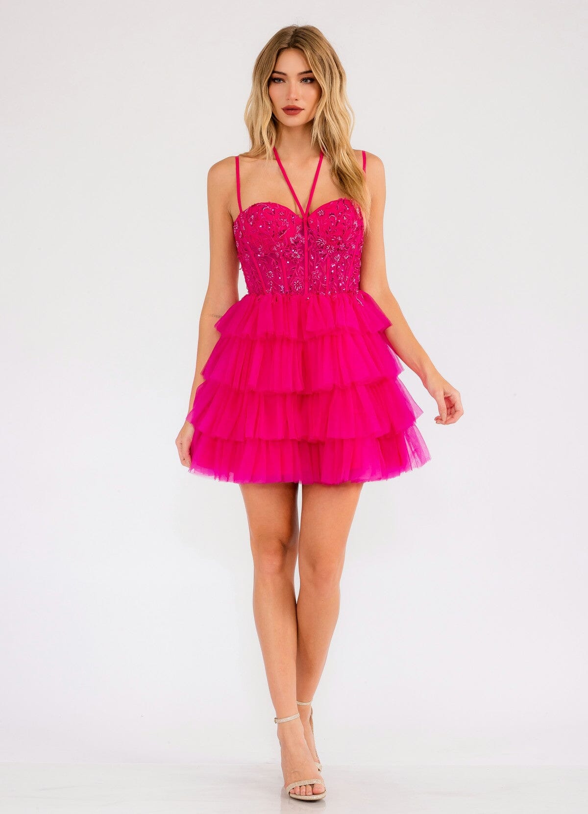 Applique Short Sleeveless Tiered Dress by Juliet JT923S - product image 14